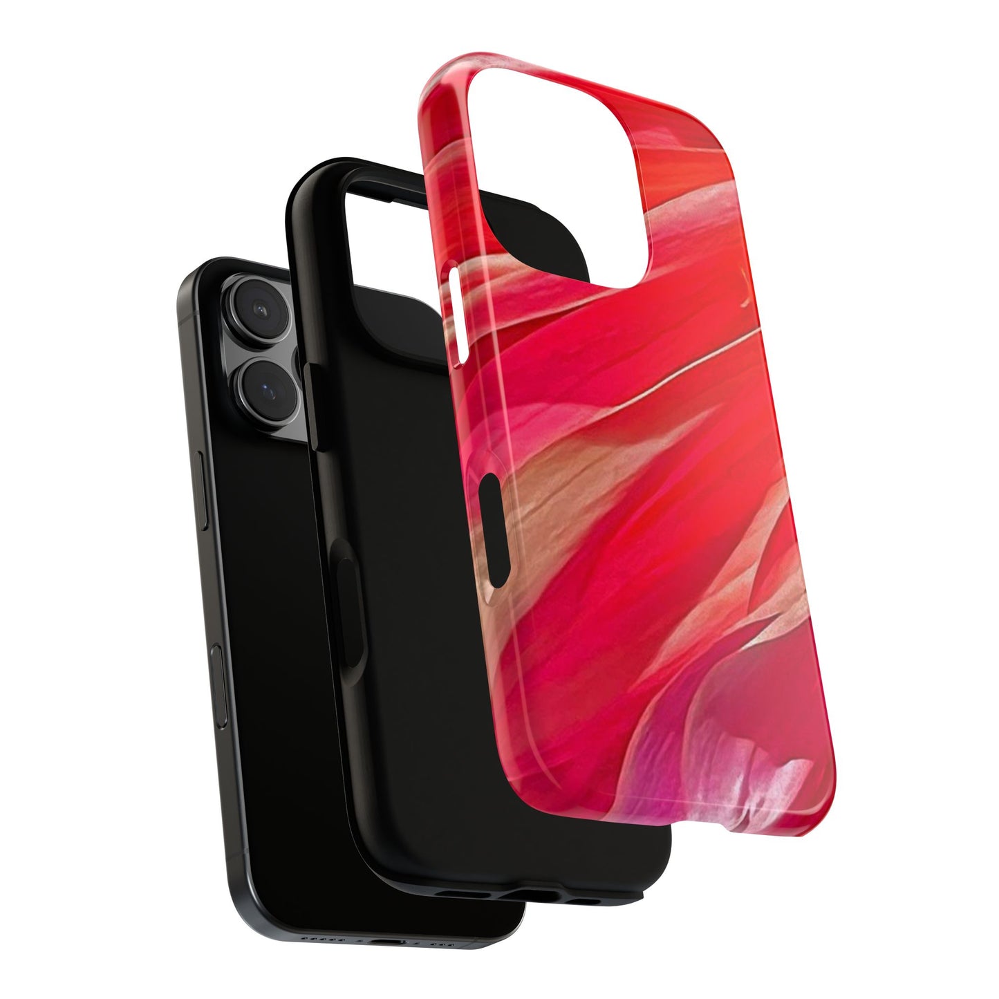 Ribbons of Color Floral Red Abstract Art Tough Phone Case for Apple iPhone, Samsung Galaxy, Google Pixel|Electronic Accessories|Great For Fall|Gifts|Nantucket