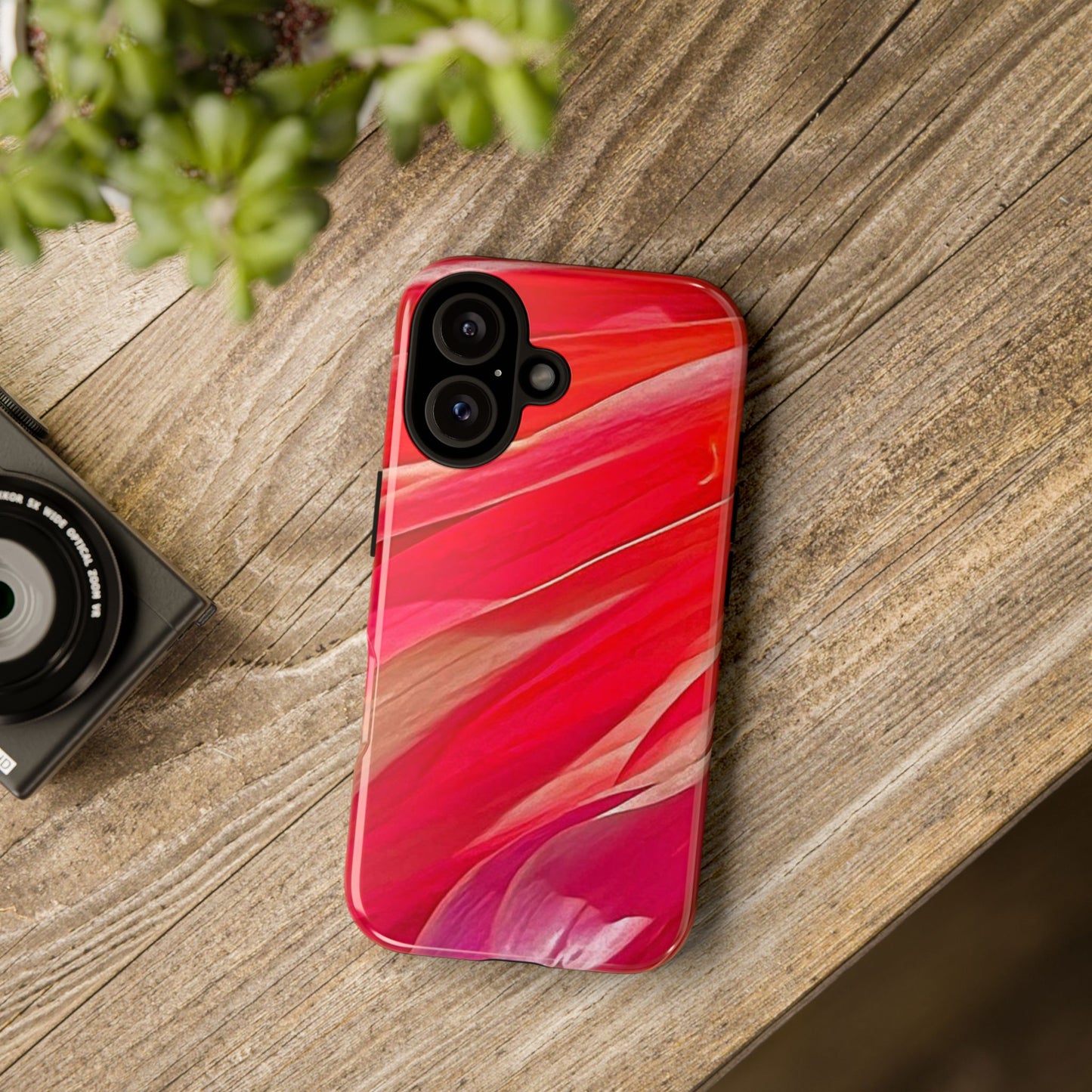 Ribbons of Color Floral Red Abstract Art Tough Phone Case for Apple iPhone, Samsung Galaxy, Google Pixel|Electronic Accessories|Great For Fall|Gifts|Nantucket