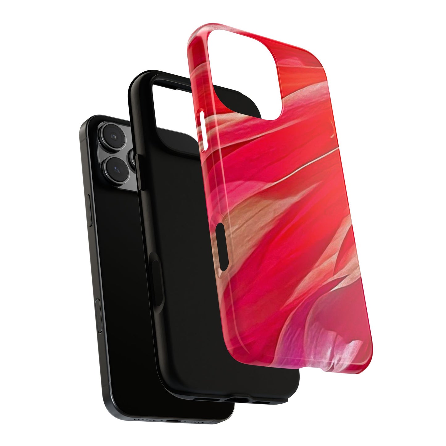 Ribbons of Color Floral Red Abstract Art Tough Phone Case for Apple iPhone, Samsung Galaxy, Google Pixel|Electronic Accessories|Great For Fall|Gifts|Nantucket