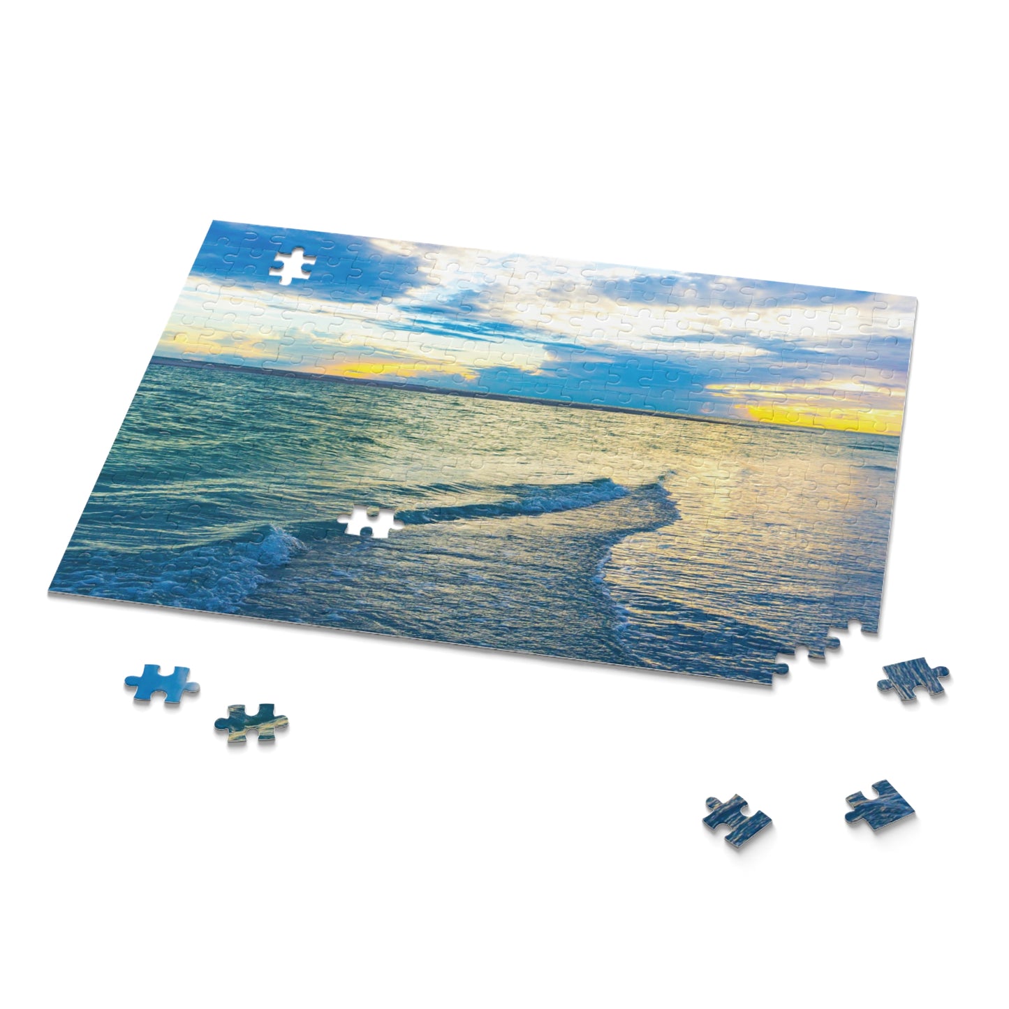 Blue Sea Glass - Puzzle (120, 252, 500-Piece) Jigsaw Puzzle with Vibrant Sublimated Print Gift-ready Box and Glossy Finish