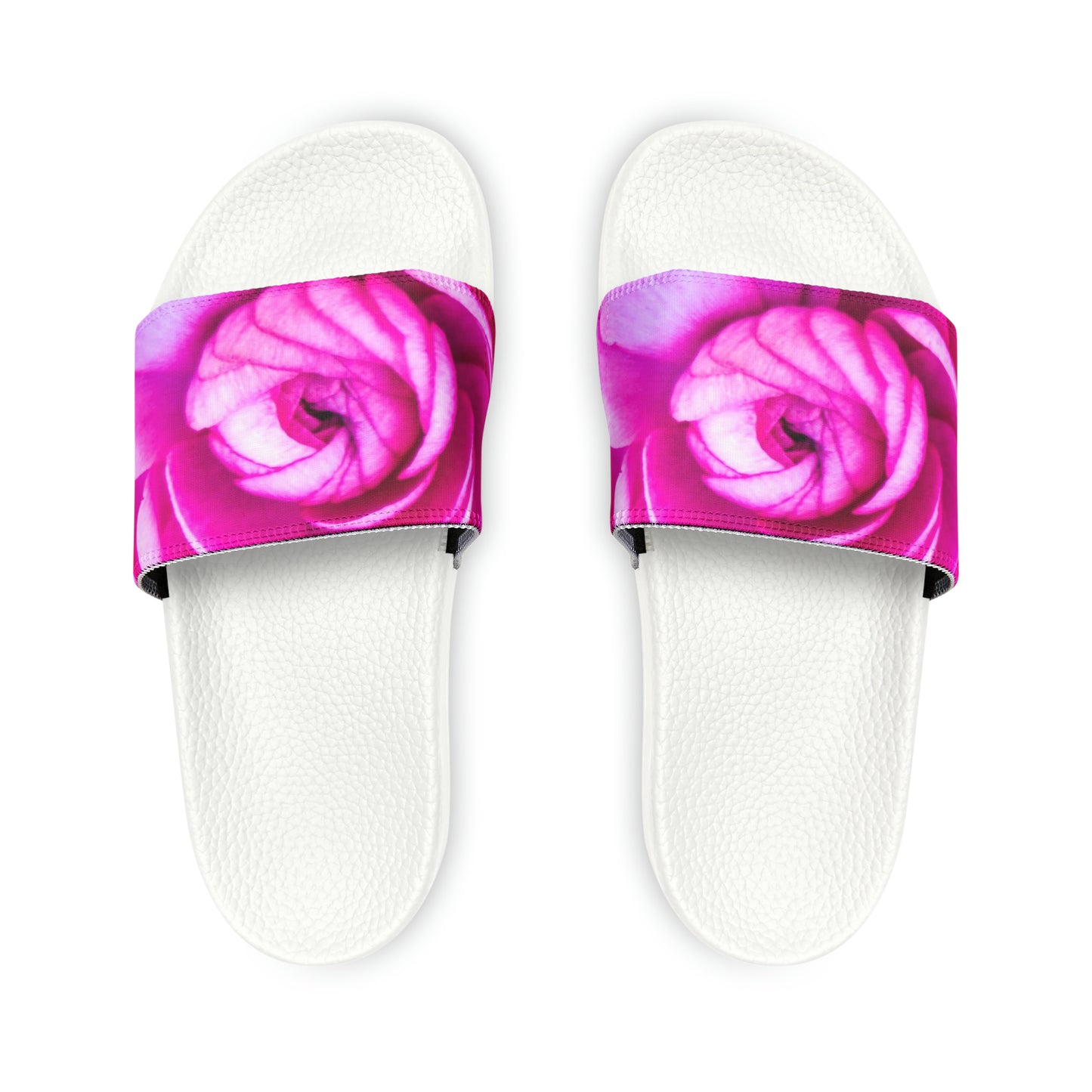 Blush Rose Women's PU Slide Sandals Women's PU Slide Sandals Slide-on Floral Sandals For Women Women's Summer Floral Slide