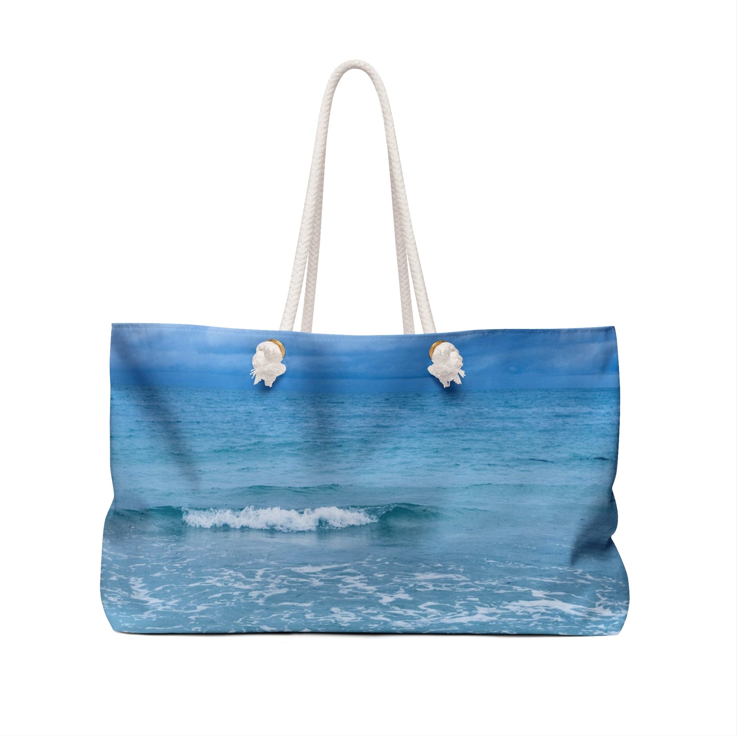 Ocean Wave Weekender Bag Durable Wide-Mouthed Blue Beach Tote with Rope handles