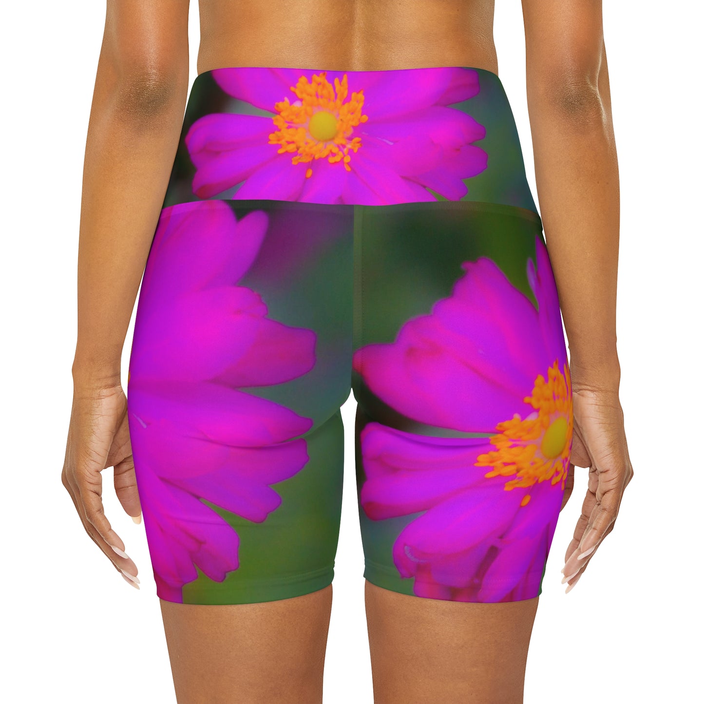High Waisted Yoga Shorts|Floral Yoga Shorts|Pink