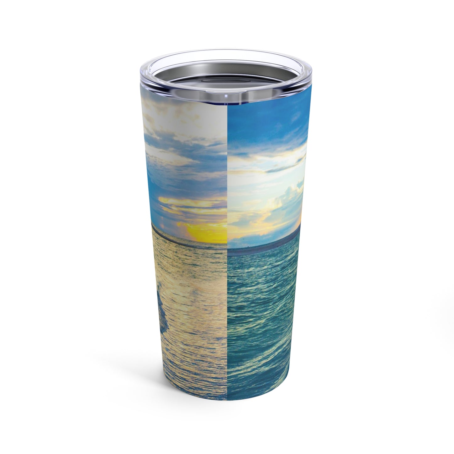 Blue Sea GlassTumbler 20oz Custom Tumbler 20oz Stainless Steel Travel Tumbler With Lid Vacuum-Insulated Tumbler