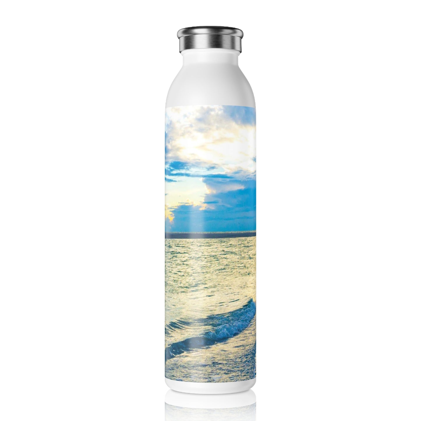 Blue Sea Glass Slim Water Bottle Slim Water Bottle 20oz double-wall Stainless Steel Bottle Hot and Cold Beverage