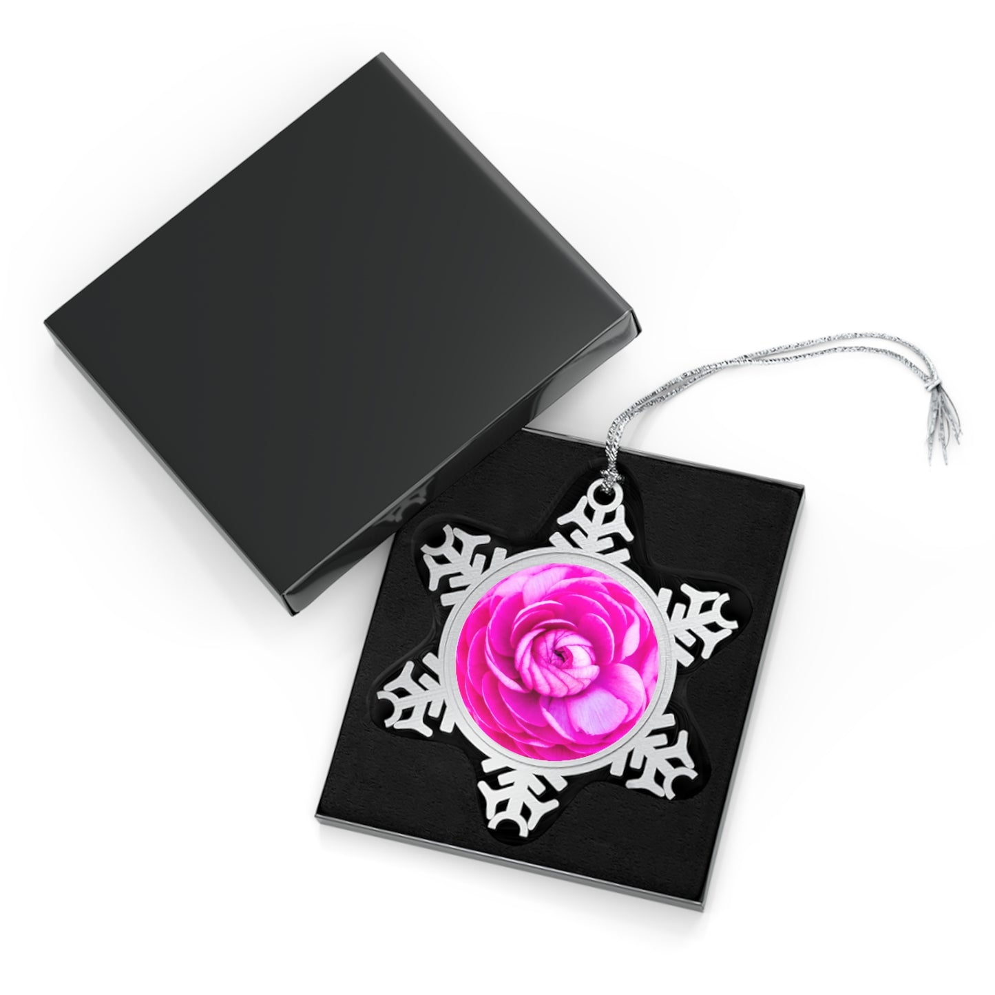 Rose Blush Pewter Snowflake Ornament Unique High-quality Pewter Ornaments with Picture