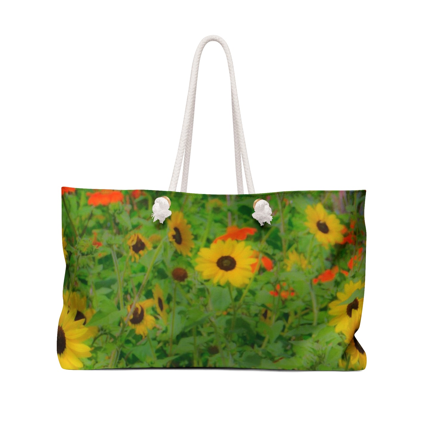 Wildflower Sunflower Weekender Bag Oversize Wide-Mouth Durable Beach Bag with Rope Handles