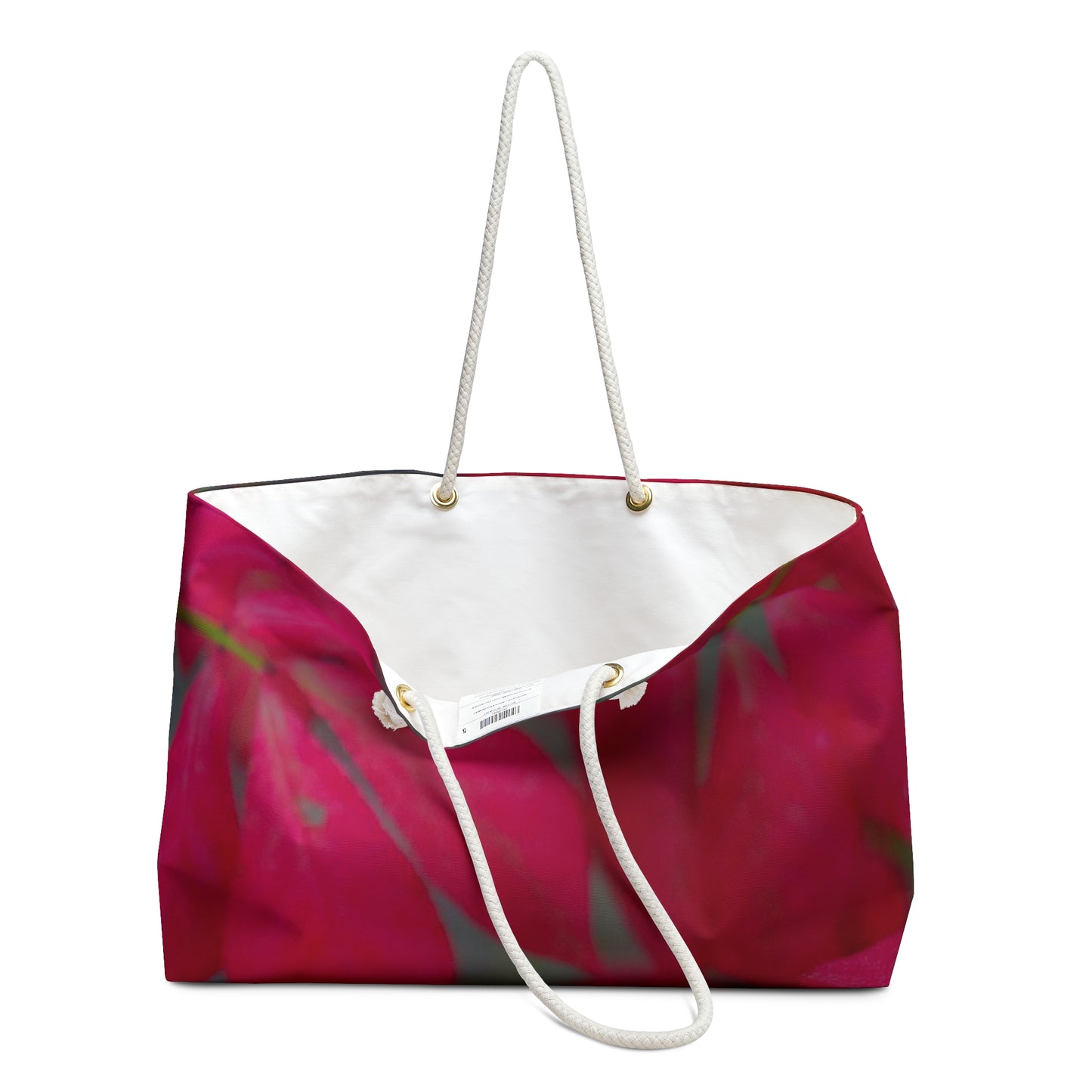 Red Floral Weekender Bag Durable Wide-mouthed Travel Beach Bag with Rope Handles Flower Power