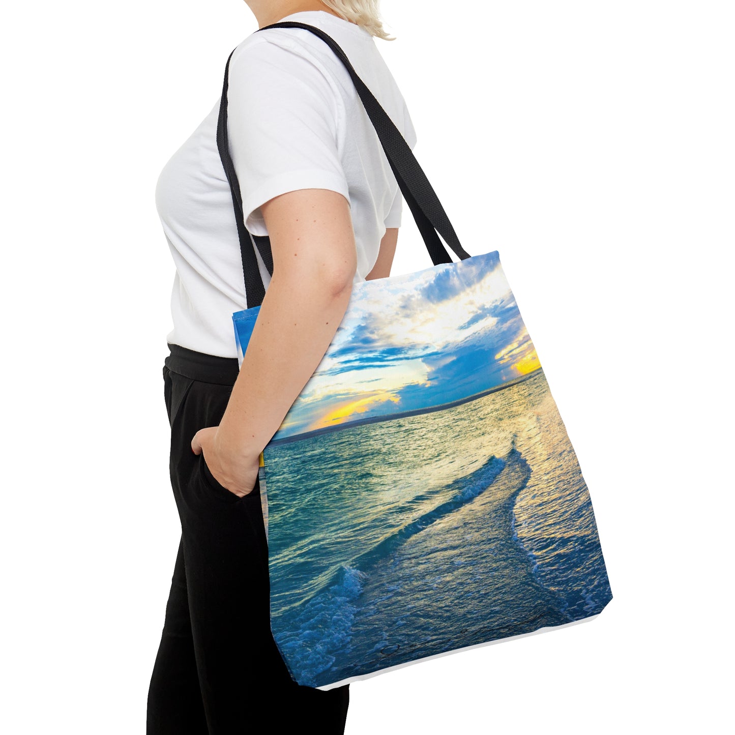 AOP Tote Bag Blue Sea Glass High-Quality Tote Bag Shopping Tote Bag Travel Tote Beach Tote