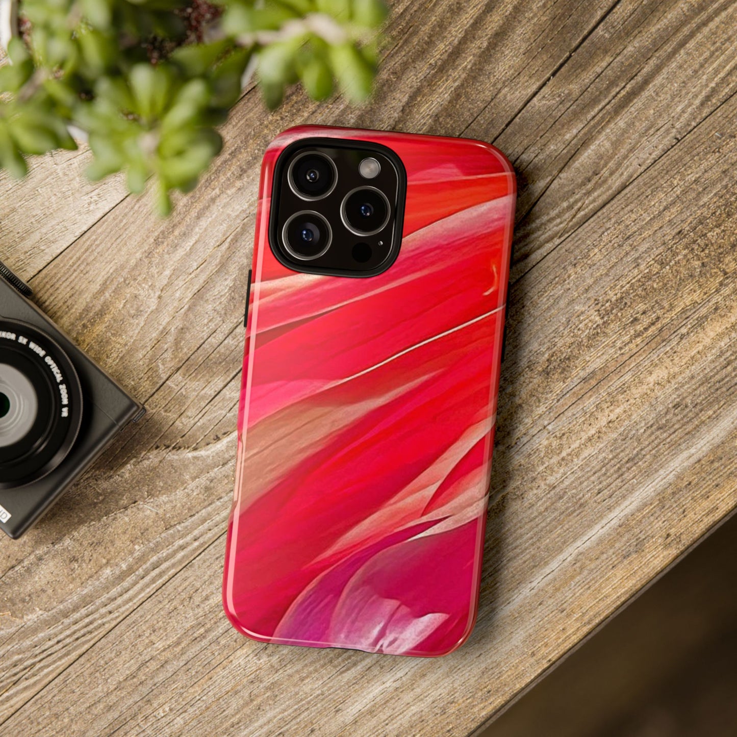 Ribbons of Color Floral Red Abstract Art Tough Phone Case for Apple iPhone, Samsung Galaxy, Google Pixel|Electronic Accessories|Great For Fall|Gifts|Nantucket