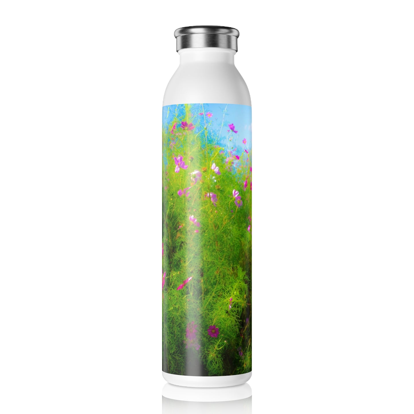 Flowers Wild & Free Slim Water Bottle Floral Slim Water Bottle 20oz Double-wall Stainless Steel Bottle Hot and Cold Beverage