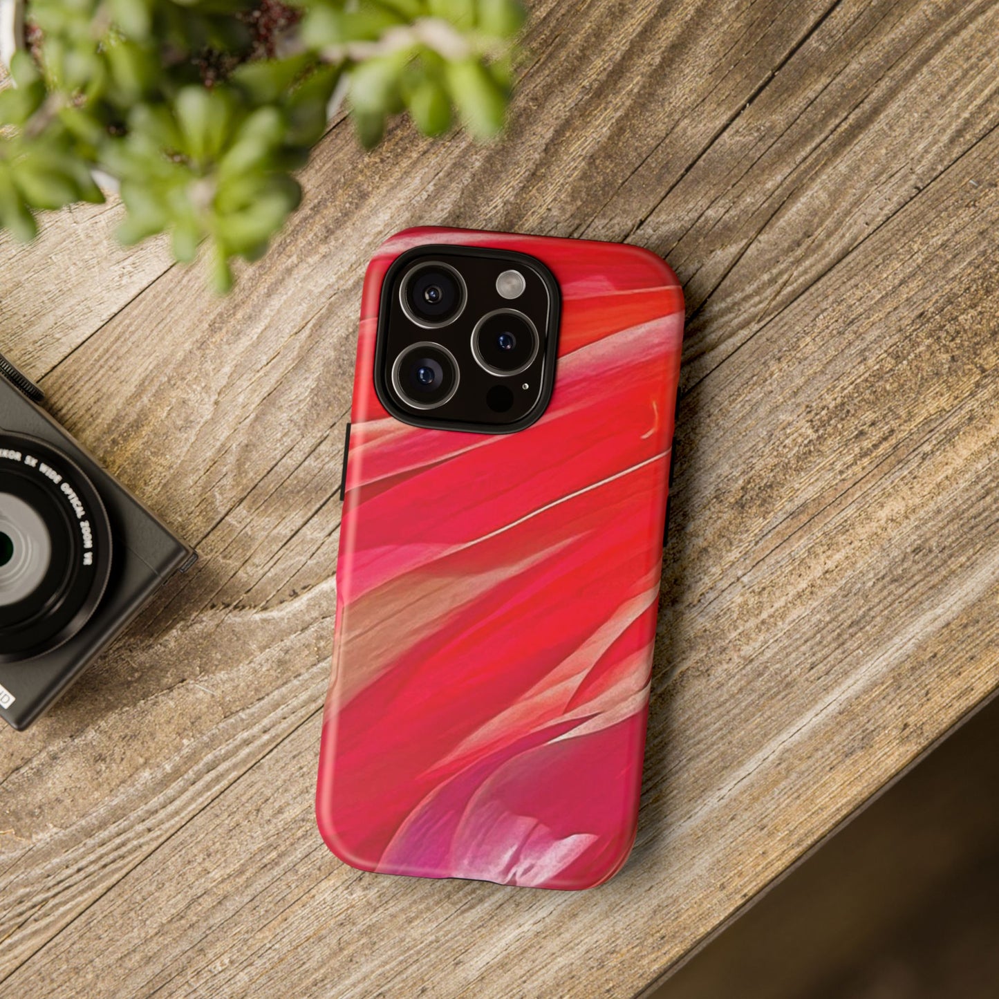 Ribbons of Color Floral Red Abstract Art Tough Phone Case for Apple iPhone, Samsung Galaxy, Google Pixel|Electronic Accessories|Great For Fall|Gifts|Nantucket