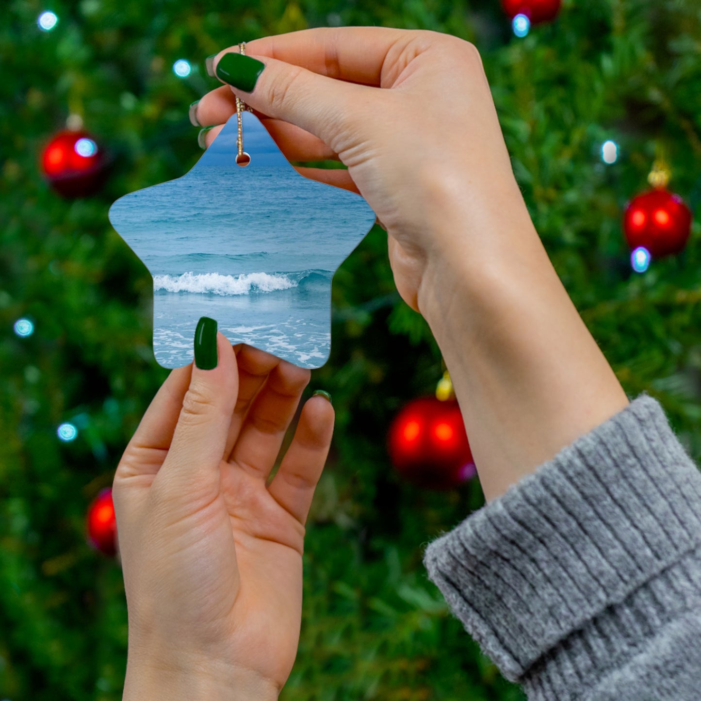 Blue Paradise Unique Coastal Ceramic Ornament| 4 Shapes| Artisan Ceramic Holiday Ornaments| Ocean Wave Ornament | Gifts| Siesta Key| Holiday Gift