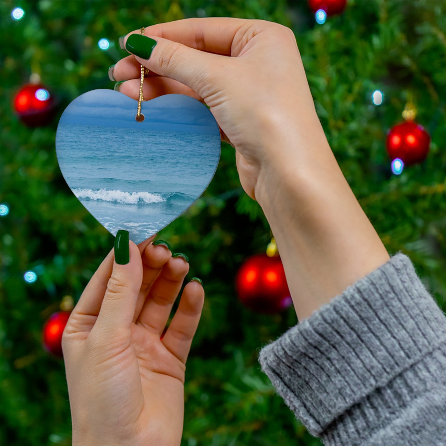 Blue Paradise Unique Coastal Ceramic Ornament| 4 Shapes| Artisan Ceramic Holiday Ornaments| Ocean Wave Ornament | Gifts| Siesta Key| Holiday Gift