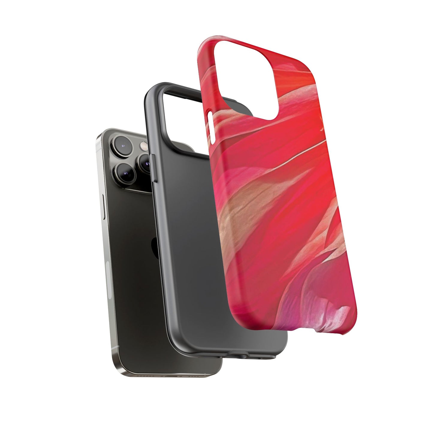 Ribbons of Color Floral Red Abstract Art Tough Phone Case for Apple iPhone, Samsung Galaxy, Google Pixel|Electronic Accessories|Great For Fall|Gifts|Nantucket