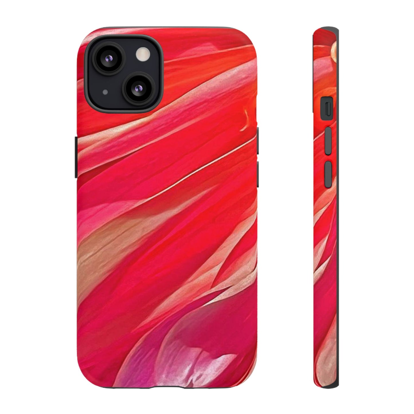 Ribbons of Color Floral Red Abstract Art Tough Phone Case for Apple iPhone, Samsung Galaxy, Google Pixel|Electronic Accessories|Great For Fall|Gifts|Nantucket