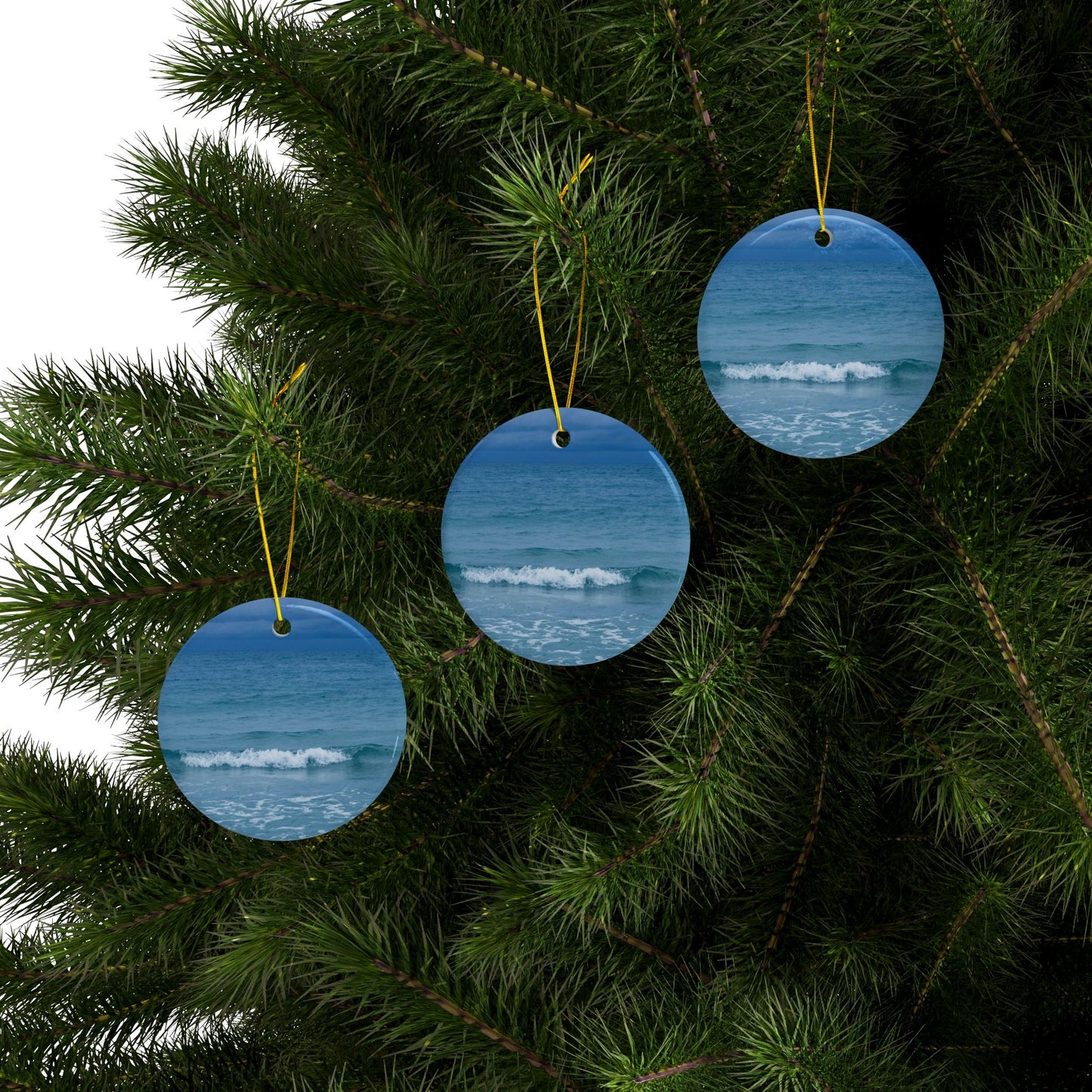 Blue Paradise Ceramic Ornaments| Sea Inspired Christmas Ornament| Holiday Accessories| Christmas Tree Decorations| Siesta Key|