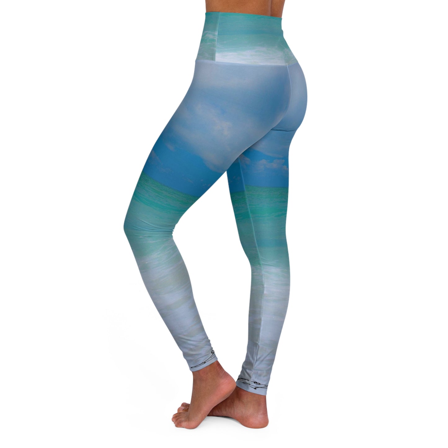 High Waisted Skinny Fit Yoga Leggings| Ocean Inspired Design | AOP