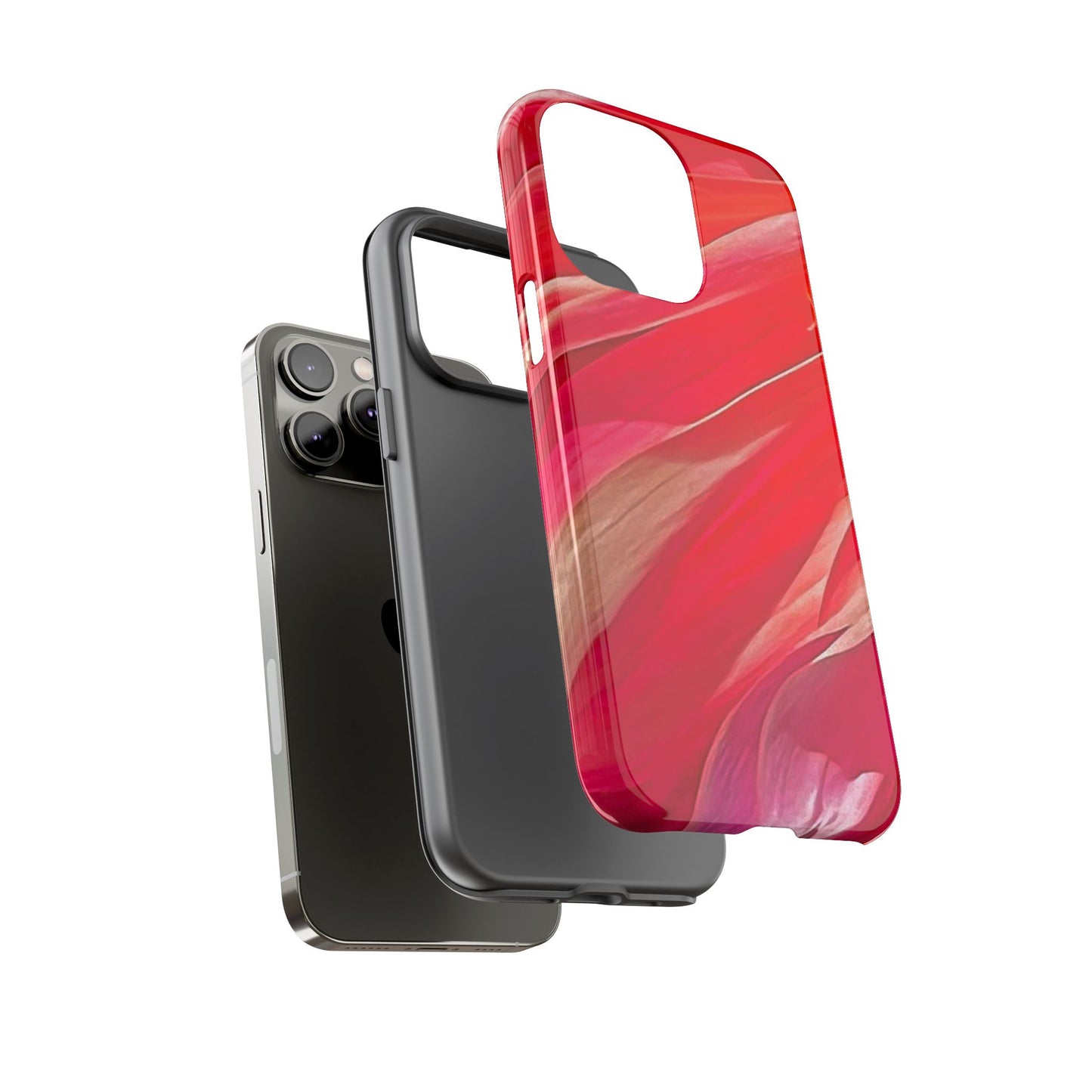 Ribbons of Color Floral Red Abstract Art Tough Phone Case for Apple iPhone, Samsung Galaxy, Google Pixel|Electronic Accessories|Great For Fall|Gifts|Nantucket