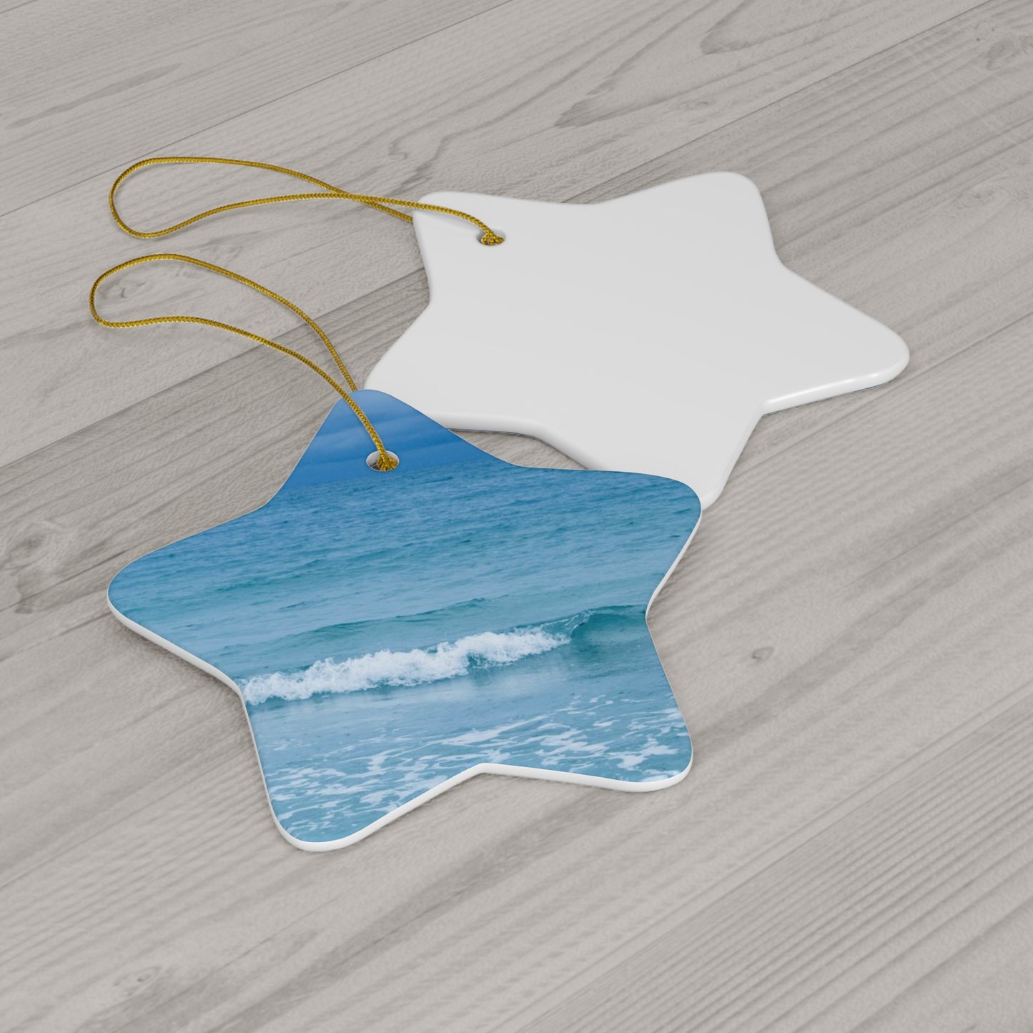 Blue Paradise Unique Coastal Ceramic Ornament| 4 Shapes| Artisan Ceramic Holiday Ornaments| Ocean Wave Ornament | Gifts| Siesta Key| Holiday Gift