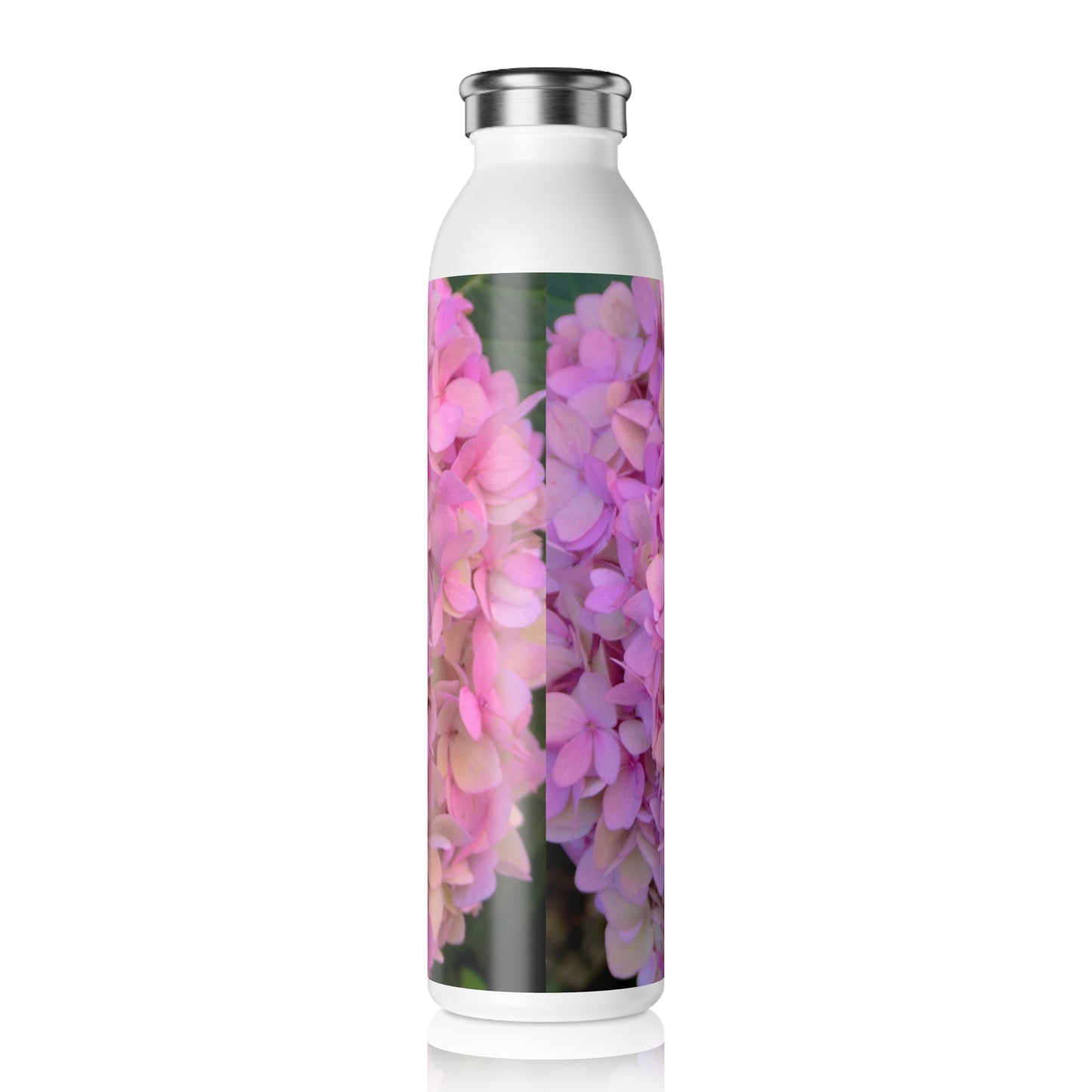 Blush Globe Slim Water Bottle Pink Hydrangea Slim 20oz double-wall Stainless Steel Bottle Stainless Steel Bottle with Stylish Lid