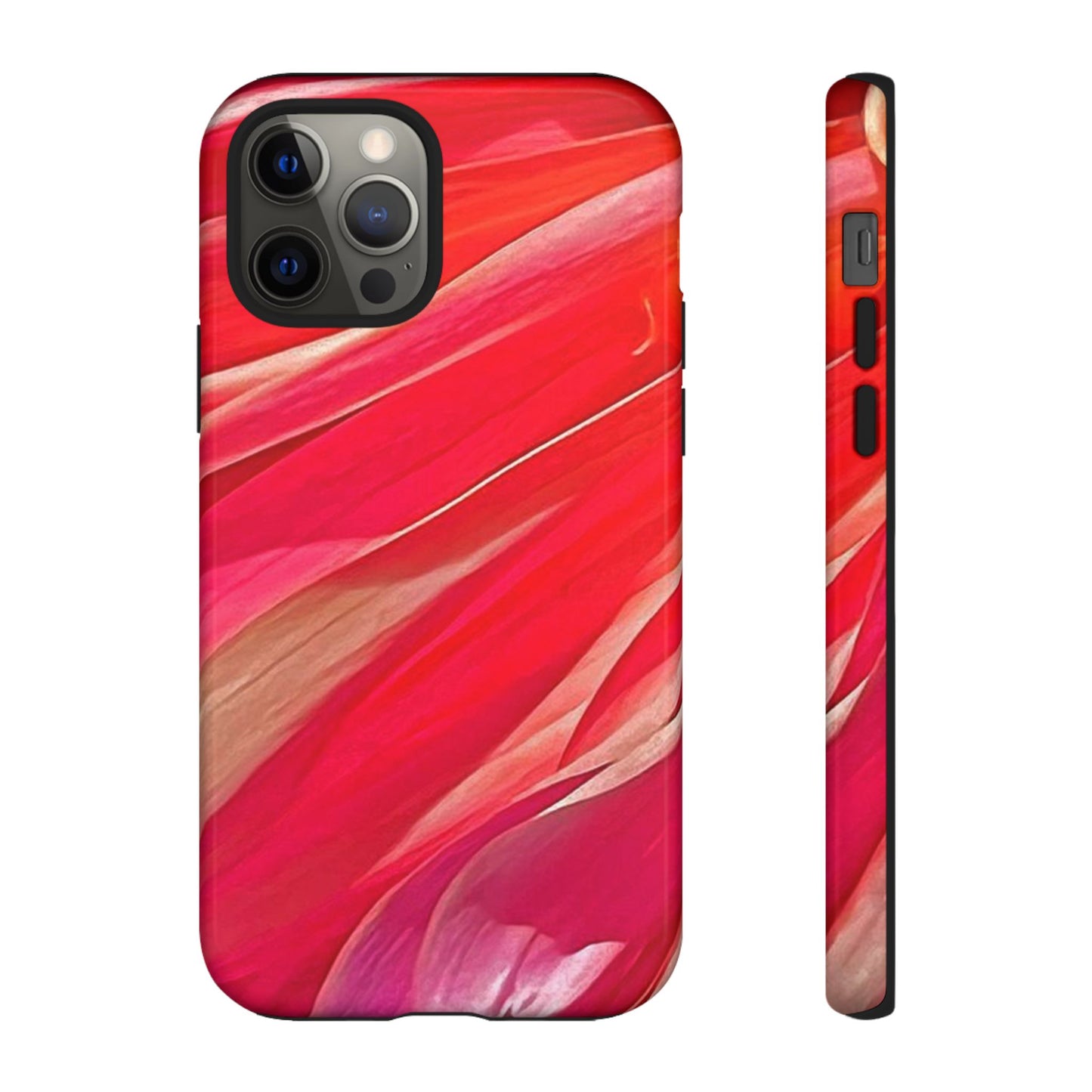 Ribbons of Color Floral Red Abstract Art Tough Phone Case for Apple iPhone, Samsung Galaxy, Google Pixel|Electronic Accessories|Great For Fall|Gifts|Nantucket