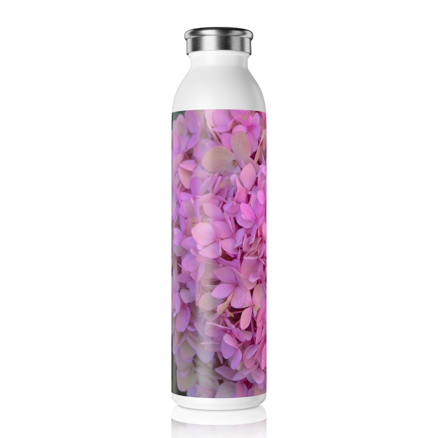 Blush Globe Slim Water Bottle Pink Hydrangea Slim 20oz double-wall Stainless Steel Bottle Stainless Steel Bottle with Stylish Lid