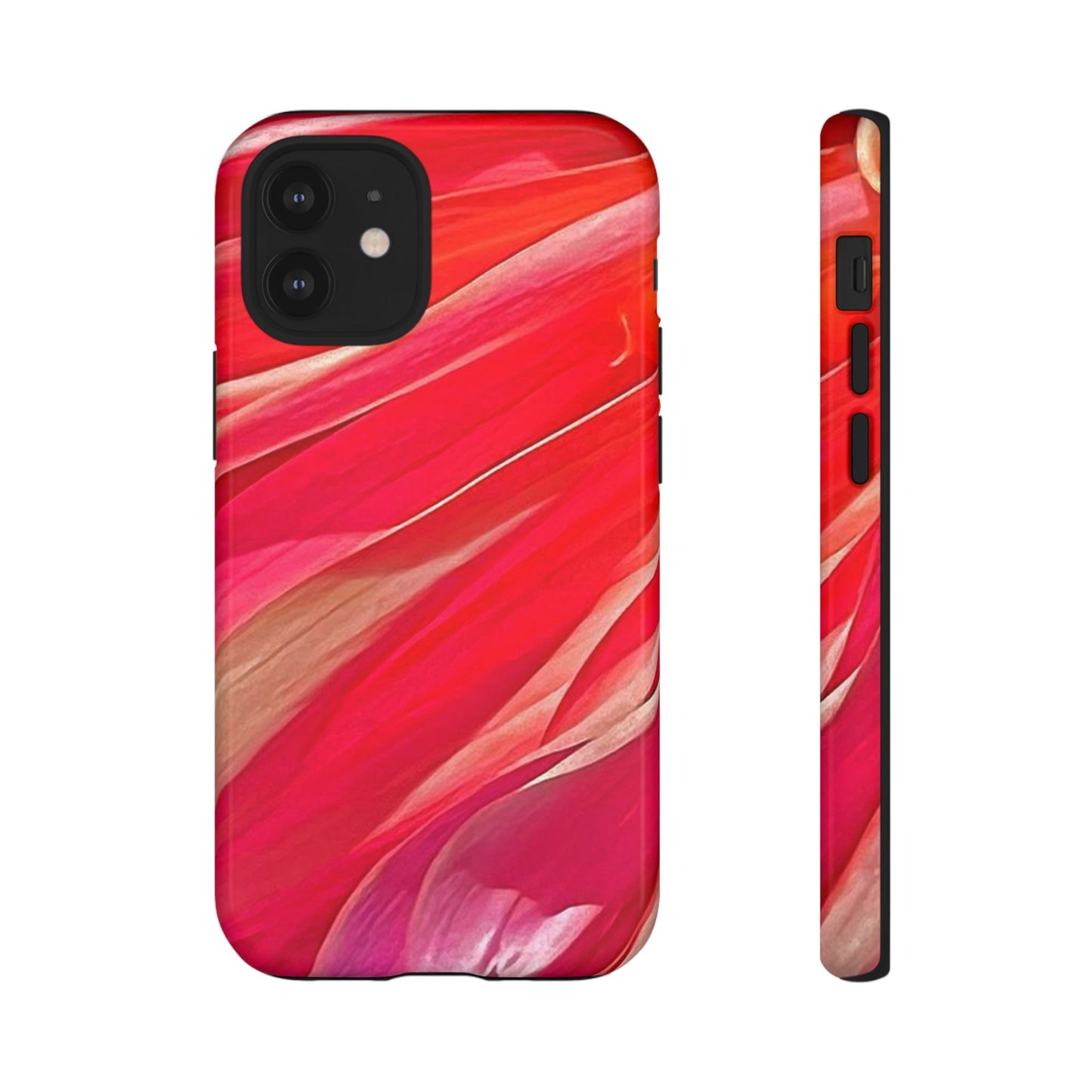 Ribbons of Color Floral Red Abstract Art Tough Phone Case for Apple iPhone, Samsung Galaxy, Google Pixel|Electronic Accessories|Great For Fall|Gifts|Nantucket