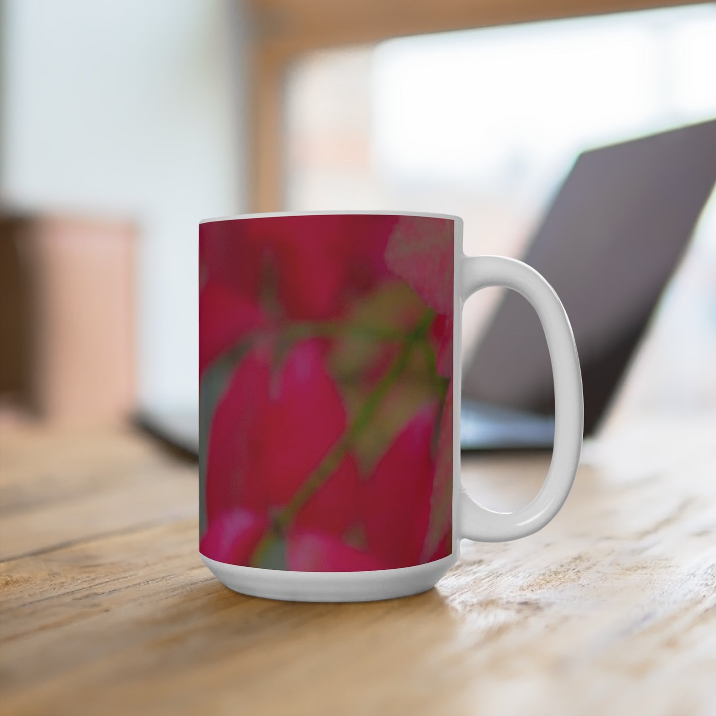 Floral Mug 15oz Beautifully Serene Large White Ceramic Coffee Mug 15oz Tea Lover's Cup Oversized Coffee Mug
