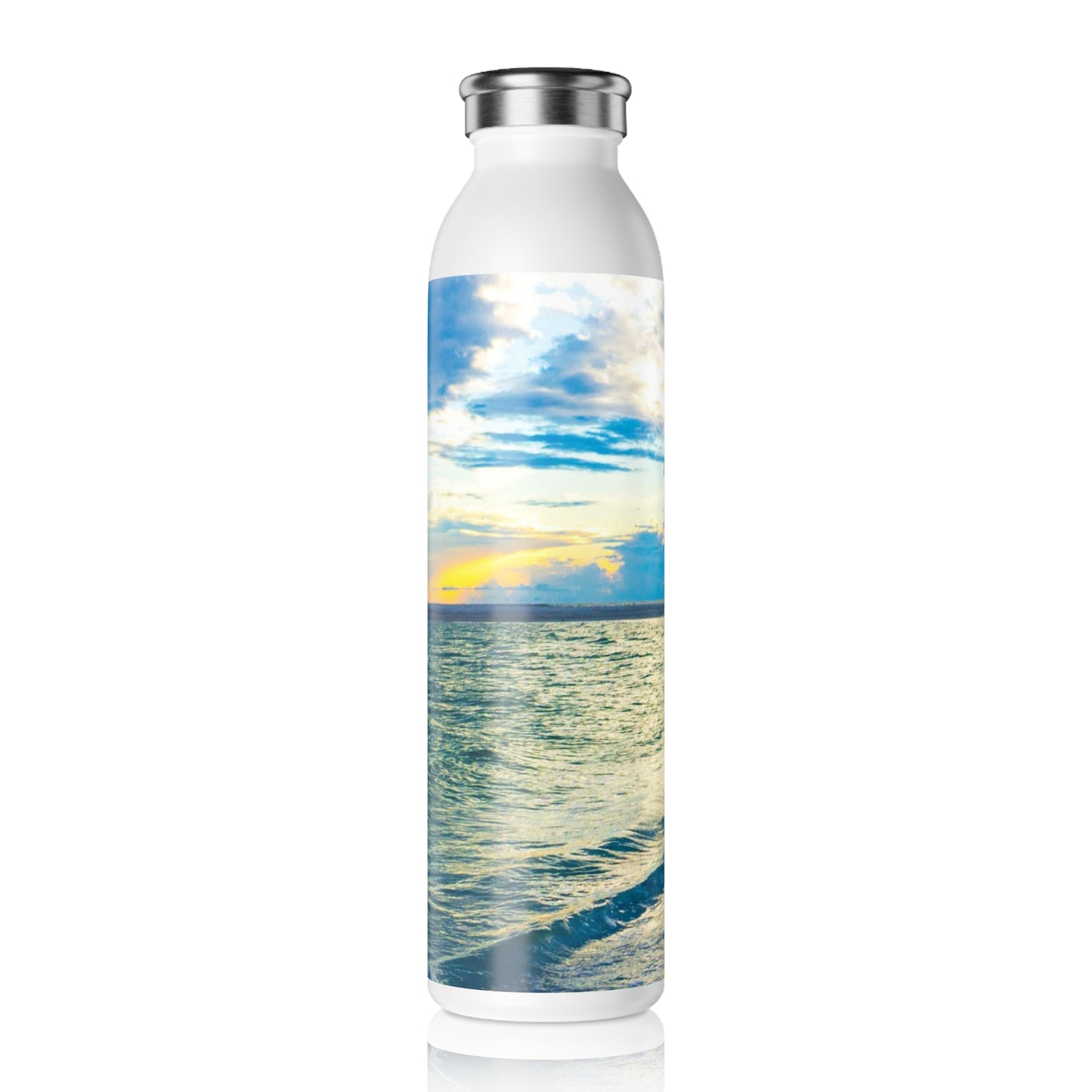 Blue Sea Glass Slim Water Bottle Slim Water Bottle 20oz double-wall Stainless Steel Bottle Hot and Cold Beverage