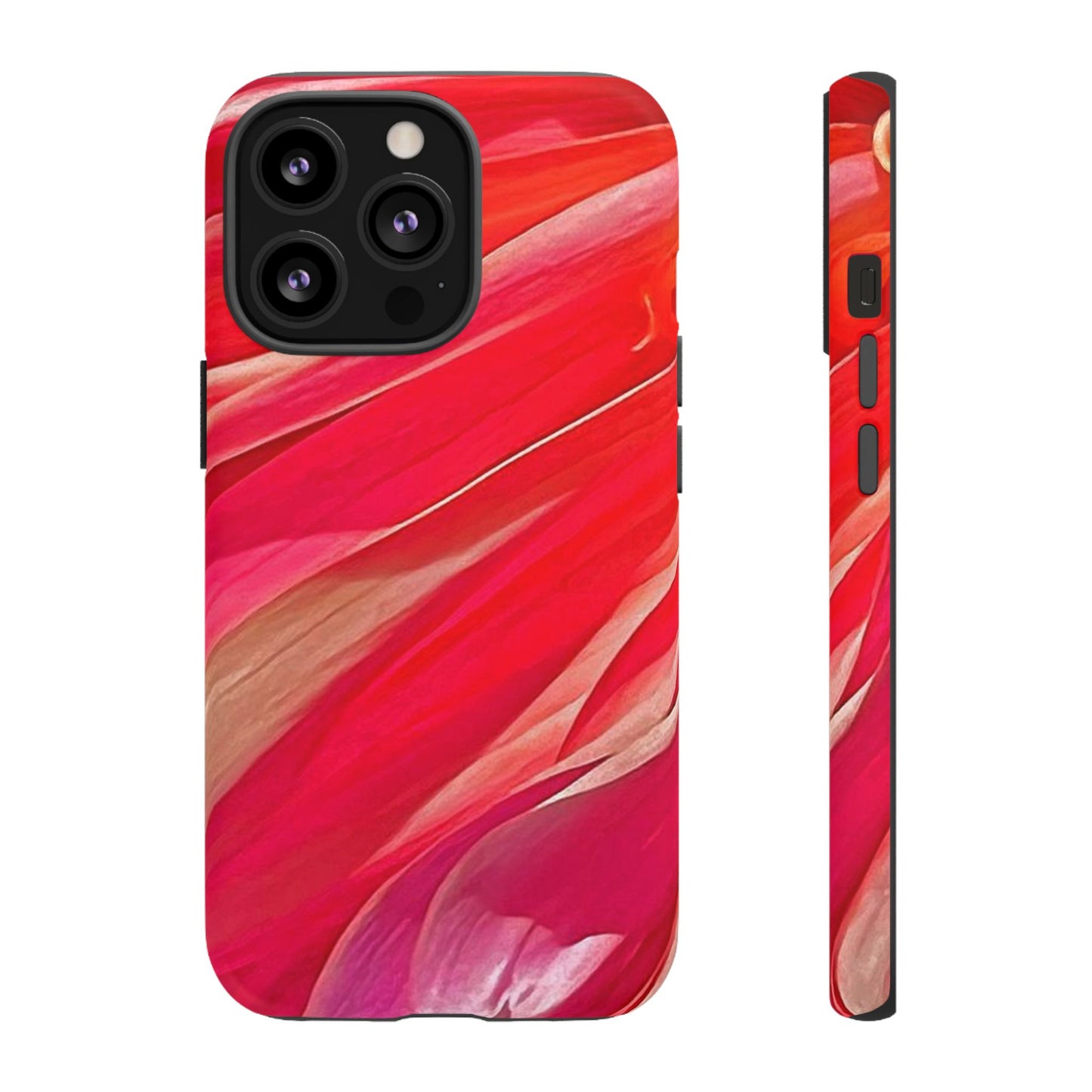 Ribbons of Color Floral Red Abstract Art Tough Phone Case for Apple iPhone, Samsung Galaxy, Google Pixel|Electronic Accessories|Great For Fall|Gifts|Nantucket