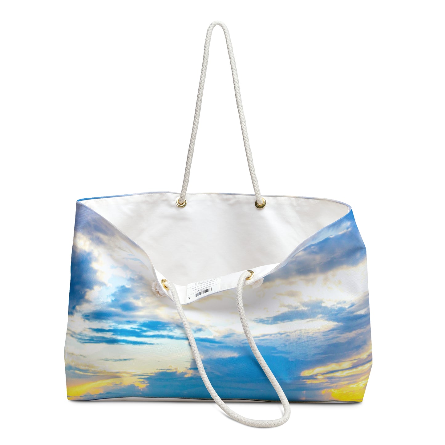 Sea Inspired Blue Weekender Bag |Wide-mouthed Blue Ocean Beach Tote with Rope Handles|