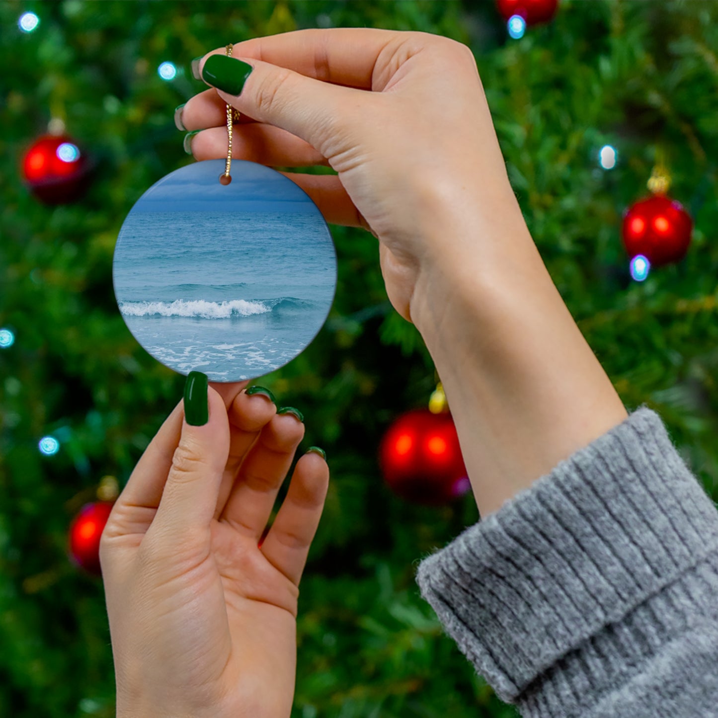 Blue Paradise Unique Coastal Ceramic Ornament| 4 Shapes| Artisan Ceramic Holiday Ornaments| Ocean Wave Ornament | Gifts| Siesta Key| Holiday Gift