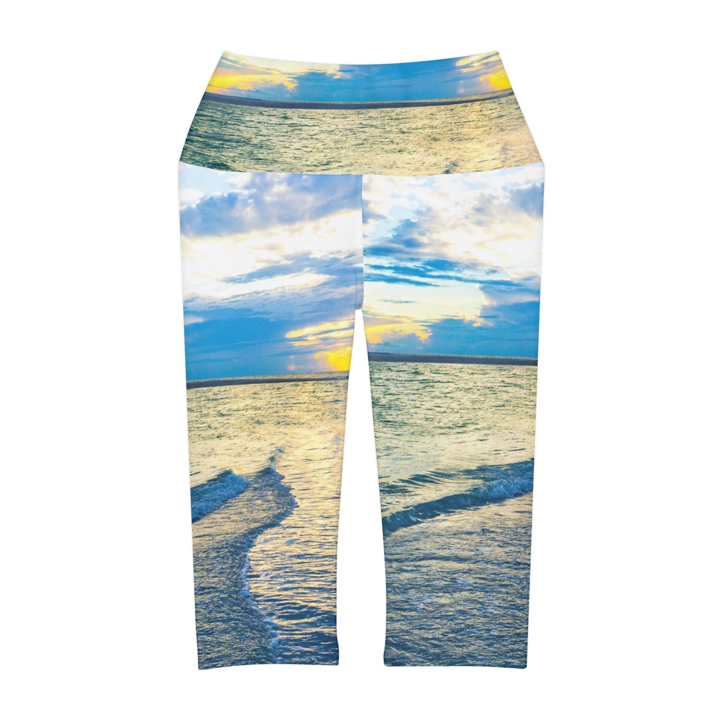 Capri Yoga Capri Leggings (AOP) | Blue Sea Glass| Capri Yoga Leggings| Gifts for Her| Women's Sportswear | Siesta Key|