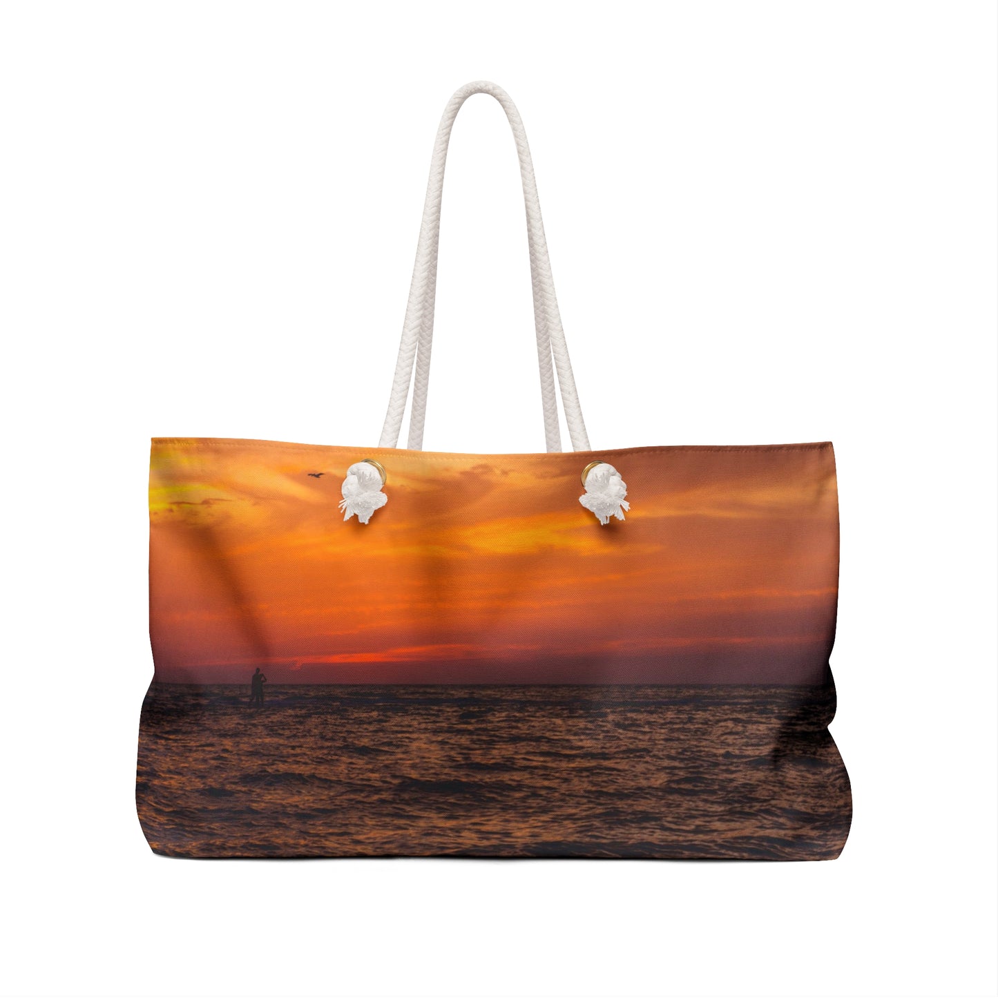 Sunset Weekender Bag Oversized Wide-mouthed Beach Tote with Rope Handles