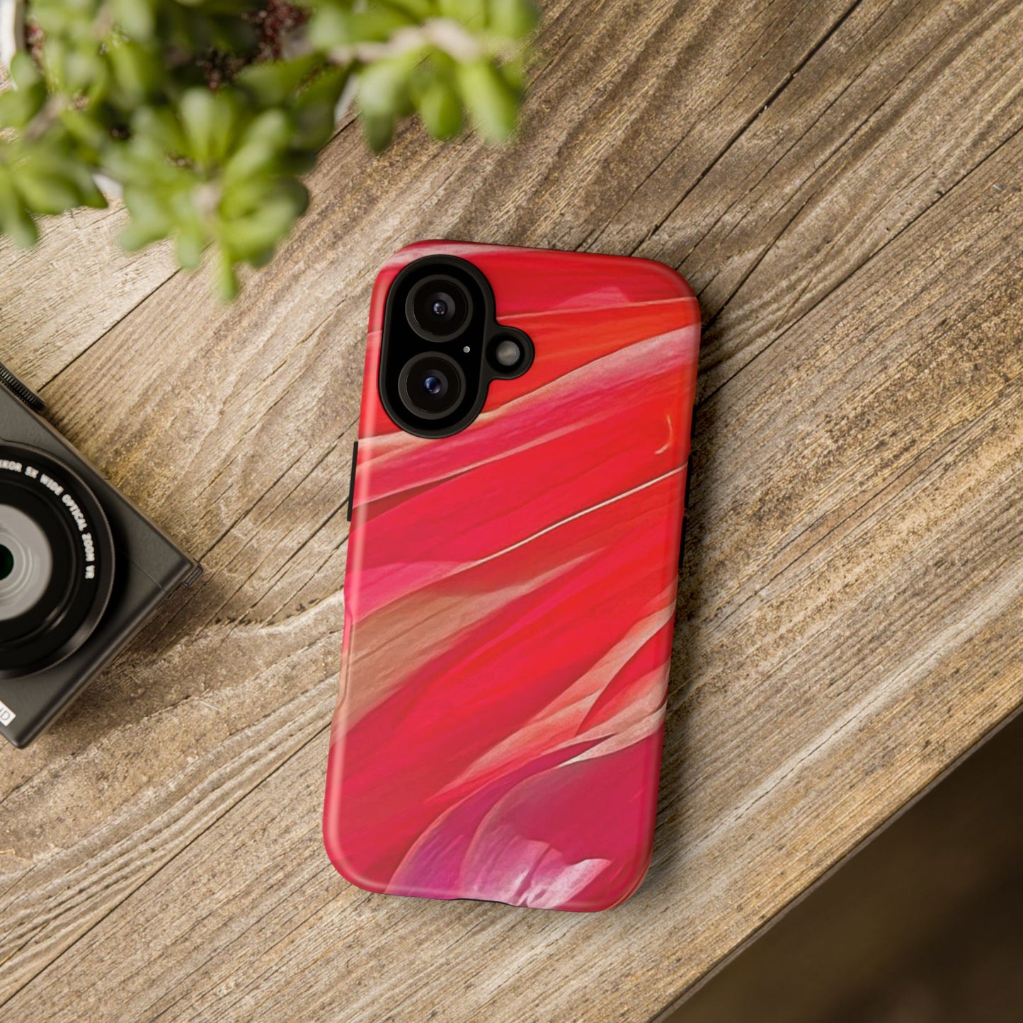 Ribbons of Color Floral Red Abstract Art Tough Phone Case for Apple iPhone, Samsung Galaxy, Google Pixel|Electronic Accessories|Great For Fall|Gifts|Nantucket