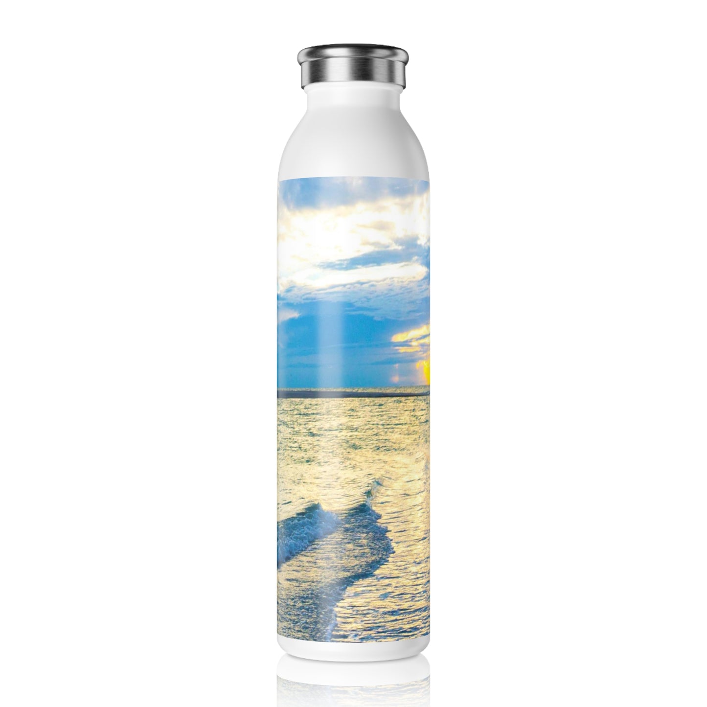 Blue Sea Glass Slim Water Bottle Slim Water Bottle 20oz double-wall Stainless Steel Bottle Hot and Cold Beverage