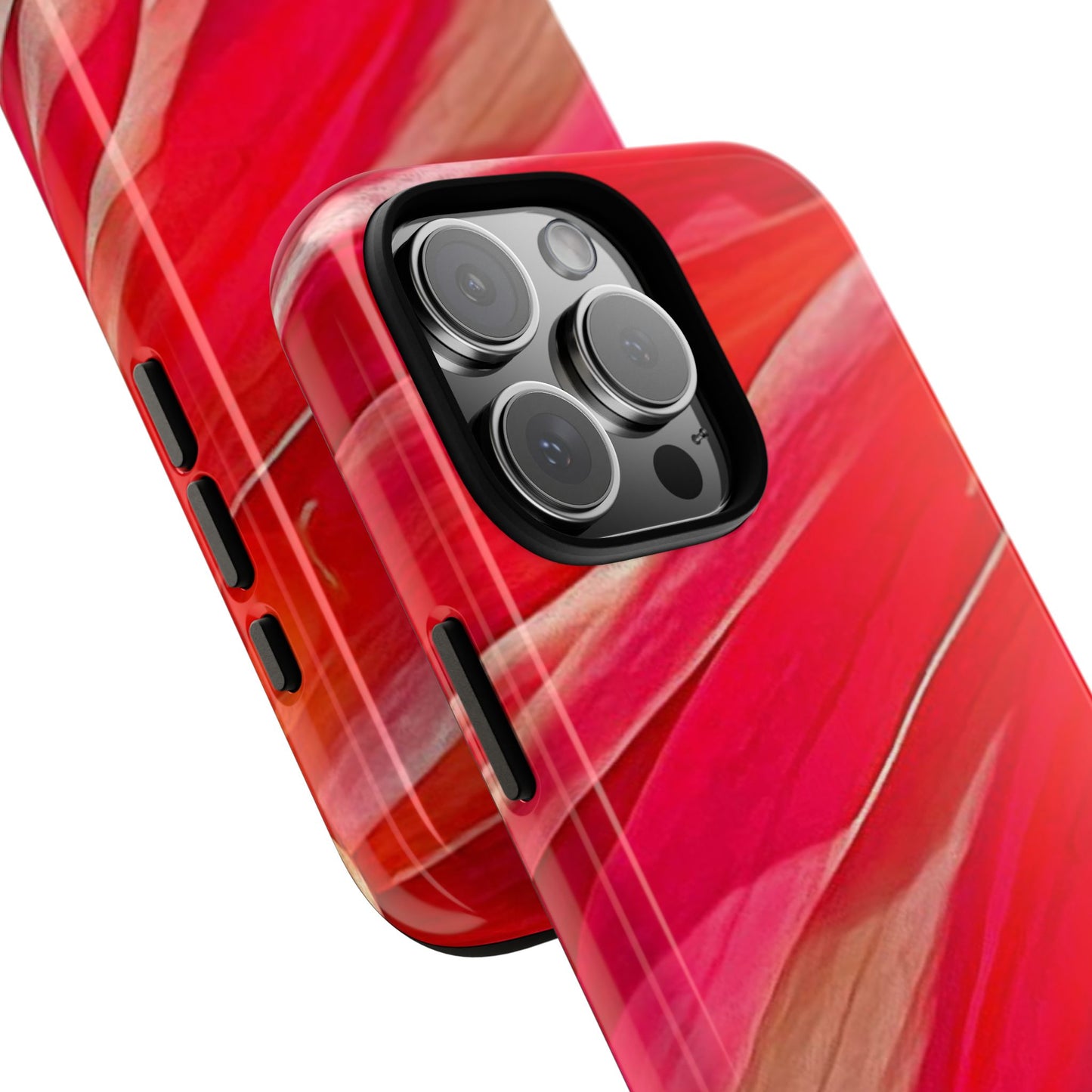 Ribbons of Color Floral Red Abstract Art Tough Phone Case for Apple iPhone, Samsung Galaxy, Google Pixel|Electronic Accessories|Great For Fall|Gifts|Nantucket