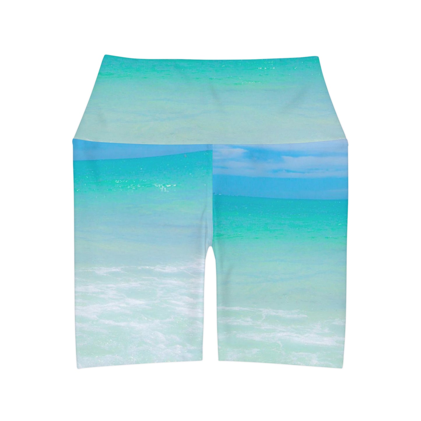 High Waisted Yoga Shorts | Ocean Inspired Shorts| Baby Blue