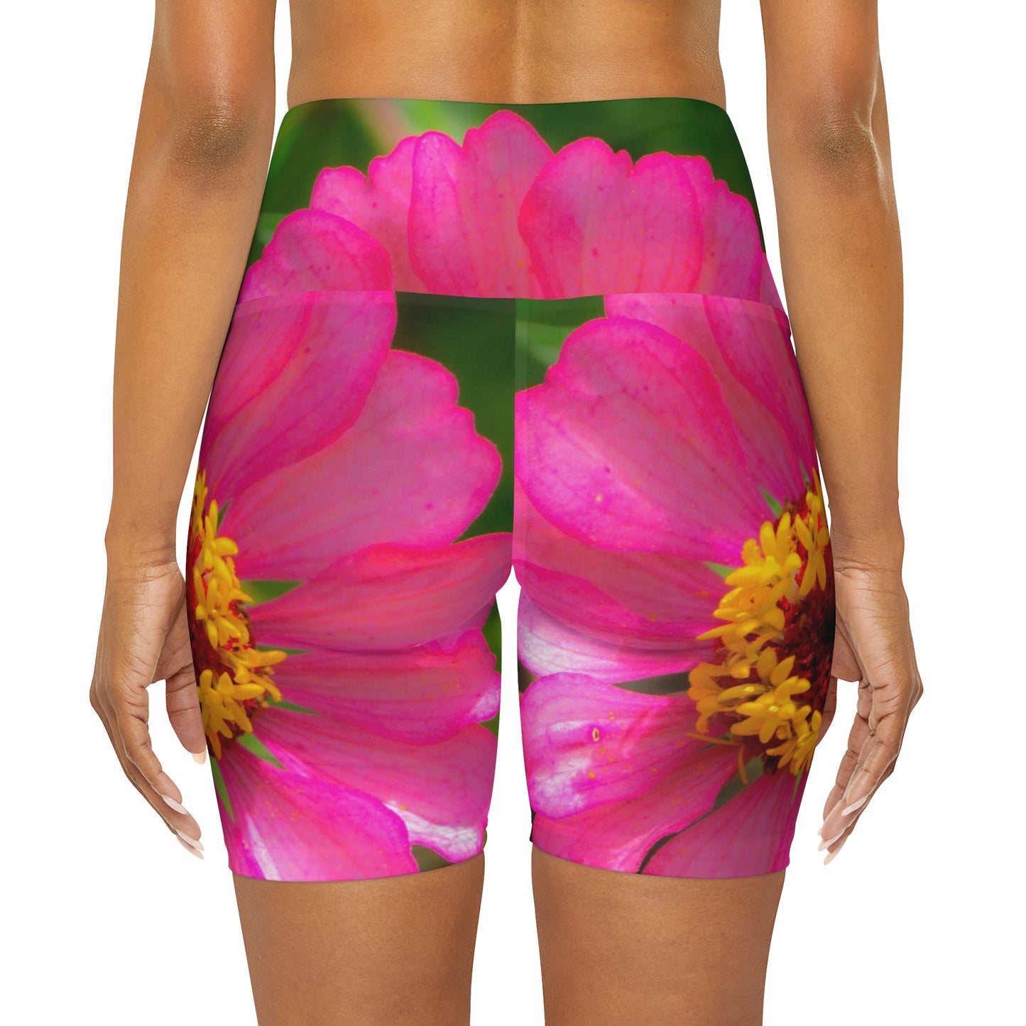 High Waisted Yoga Shorts| Floral Pink Yoga Shorts
