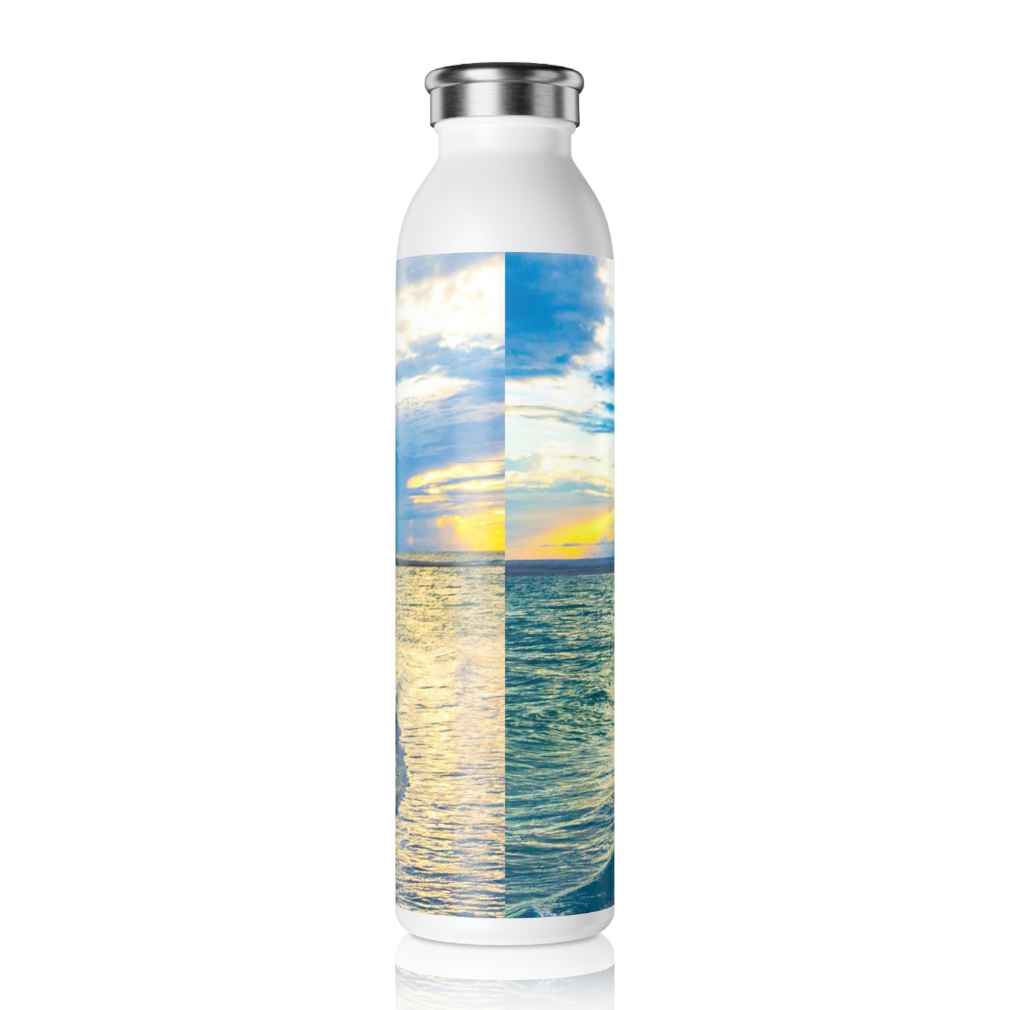 Blue Sea Glass Slim Water Bottle Slim Water Bottle 20oz double-wall Stainless Steel Bottle Hot and Cold Beverage