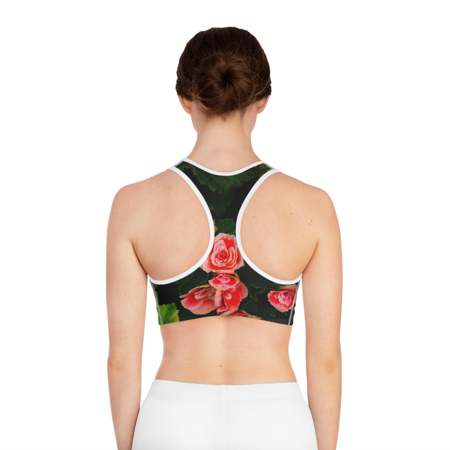 Red Rose Floral Womens Sports Exercise Bra
