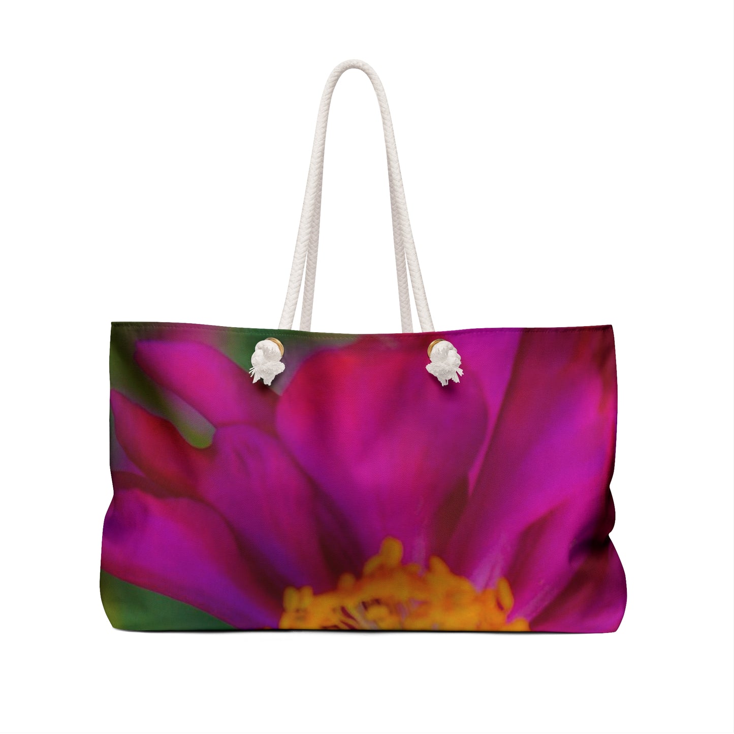 Pink Floral Weekender Bag Oversized Wide-mouthed Durable Beach Tote with Rope Handles