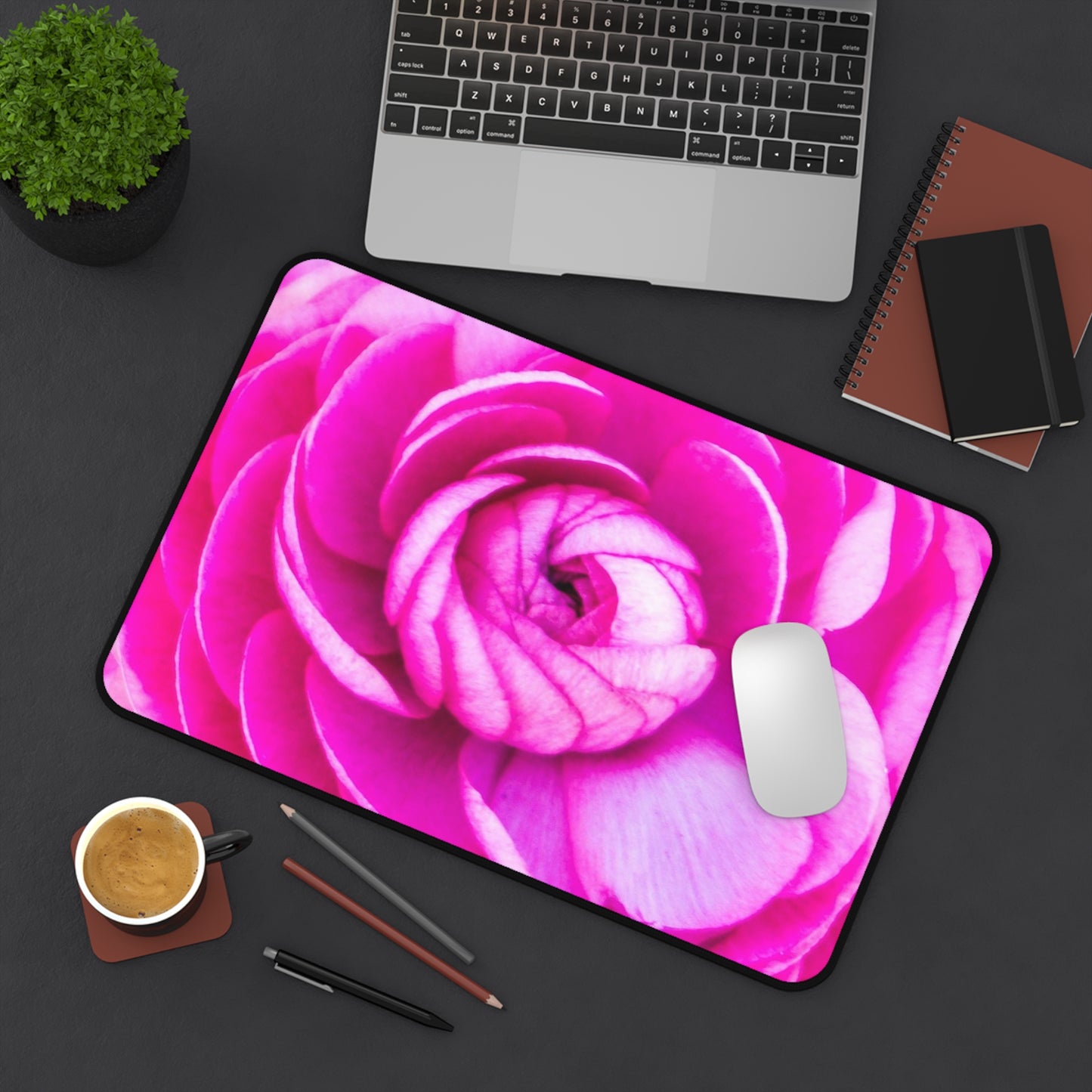 Blush Rose Pink Desk with Crisp Details and Bright Colors Great for Gaming Browsing and Working