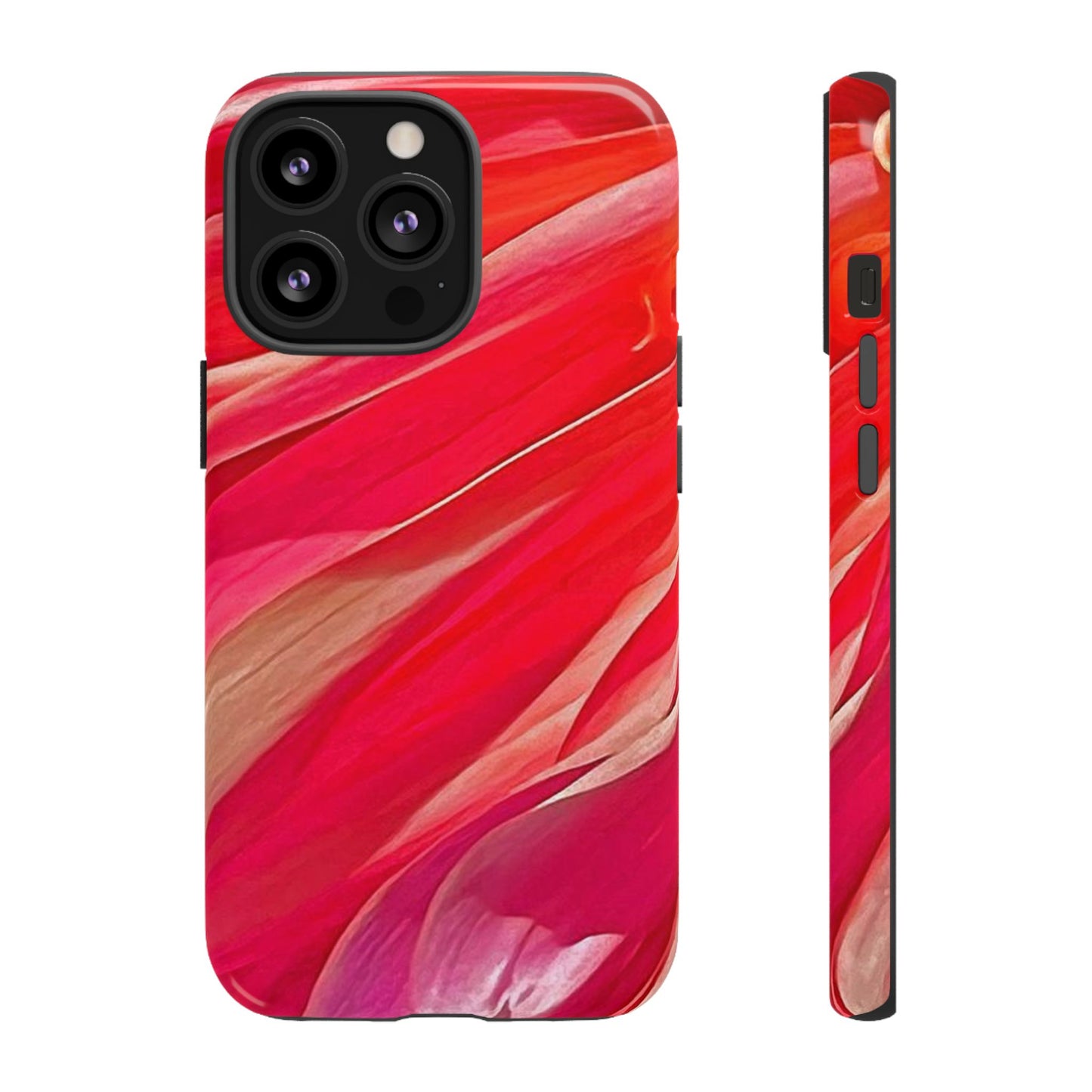 Ribbons of Color Floral Red Abstract Art Tough Phone Case for Apple iPhone, Samsung Galaxy, Google Pixel|Electronic Accessories|Great For Fall|Gifts|Nantucket