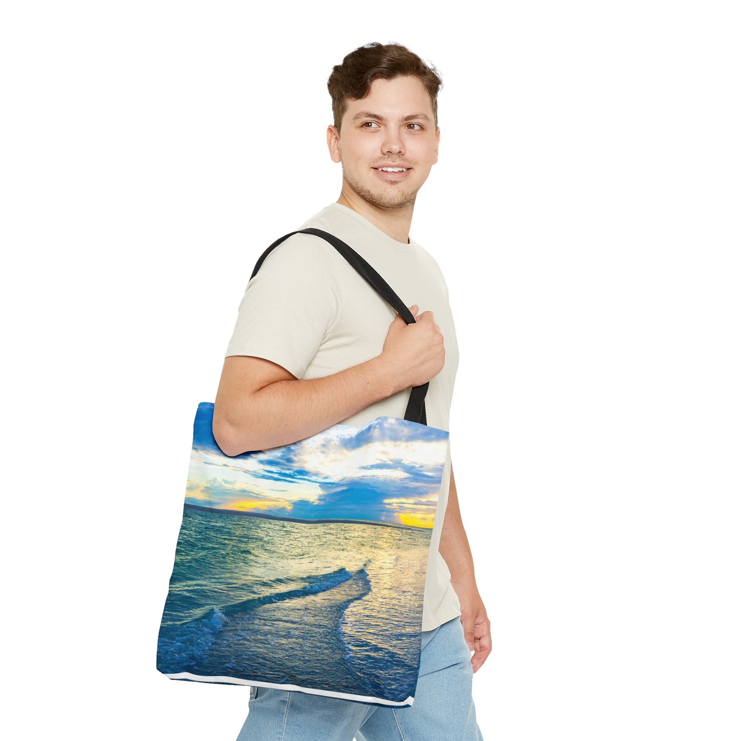 AOP Tote Bag Blue Sea Glass High-Quality Tote Bag Shopping Tote Bag Travel Tote Beach Tote