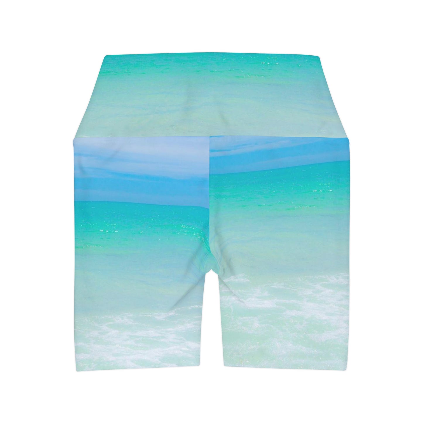 High Waisted Yoga Shorts | Ocean Inspired Shorts| Baby Blue