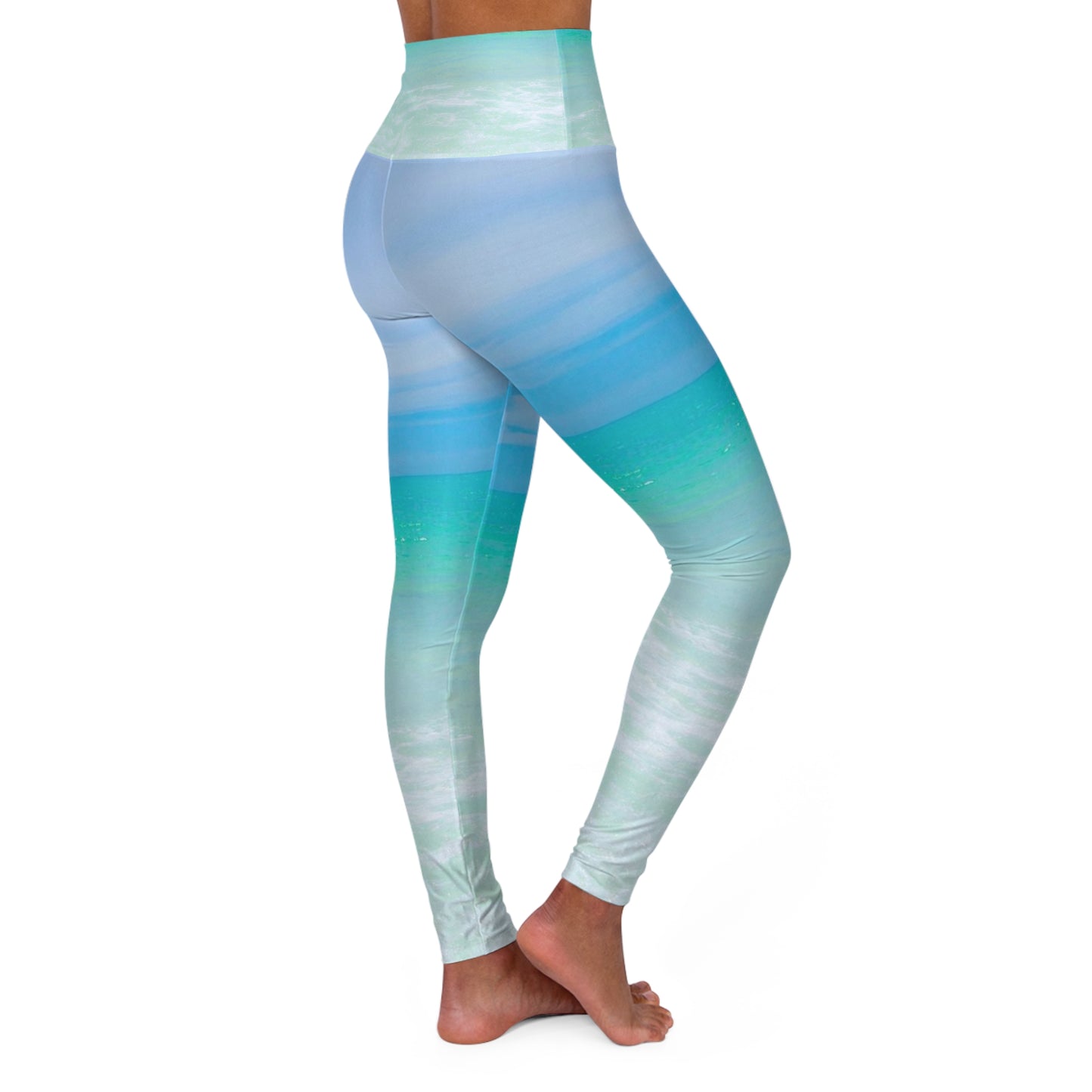 Ocean Blue High Waisted Yoga Leggings