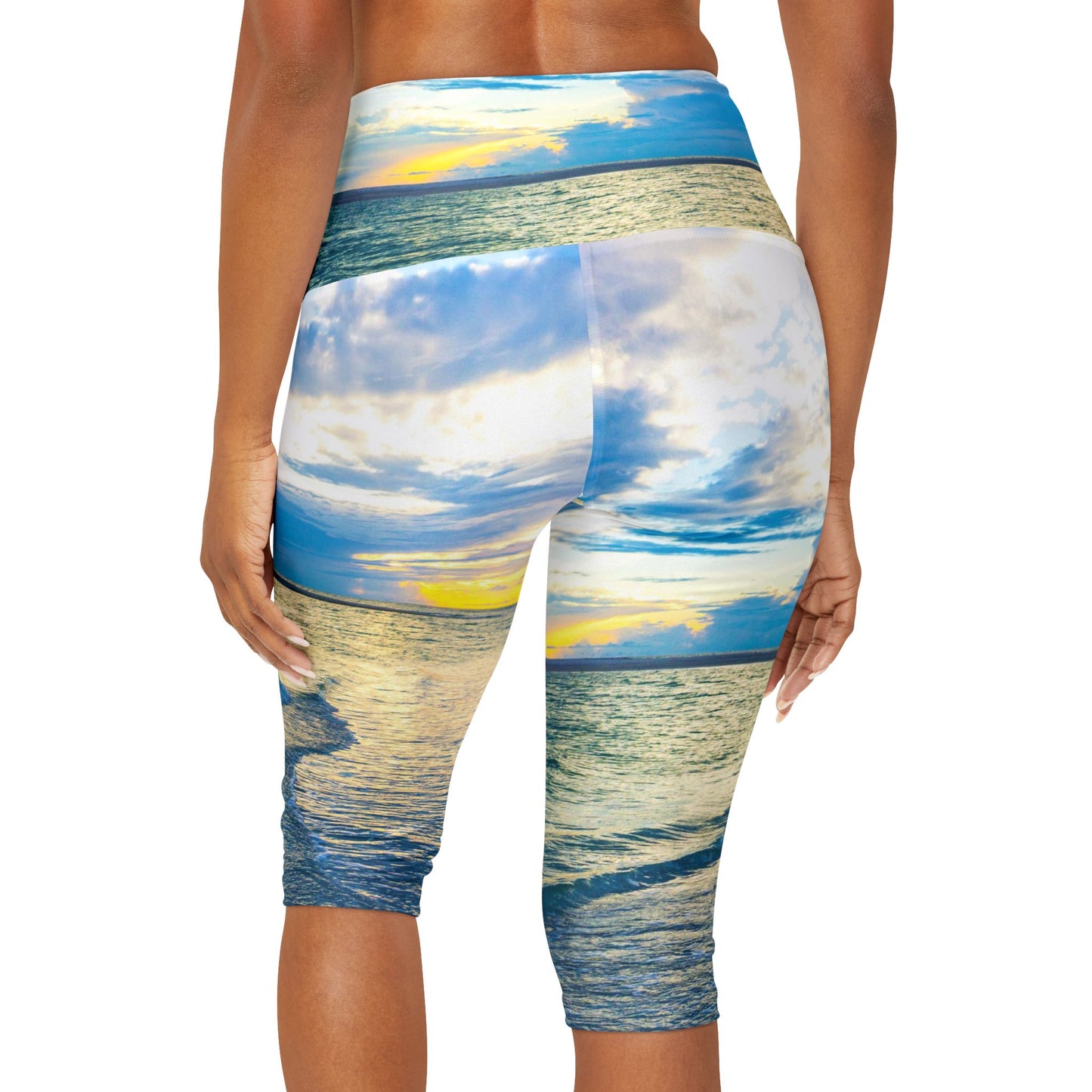 Capri Yoga Capri Leggings (AOP) | Blue Sea Glass| Capri Yoga Leggings| Gifts for Her| Women's Sportswear | Siesta Key|