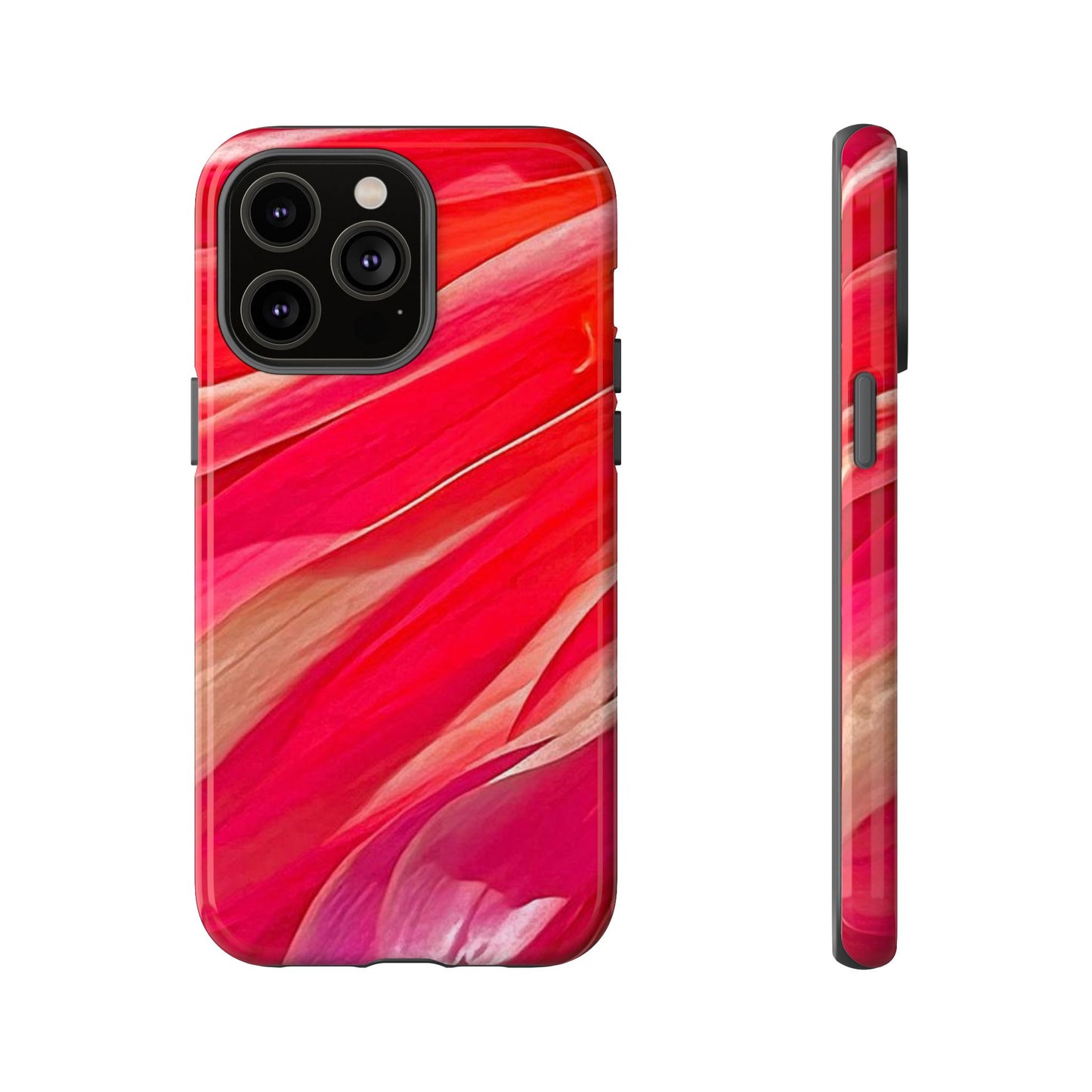 Ribbons of Color Floral Red Abstract Art Tough Phone Case for Apple iPhone, Samsung Galaxy, Google Pixel|Electronic Accessories|Great For Fall|Gifts|Nantucket